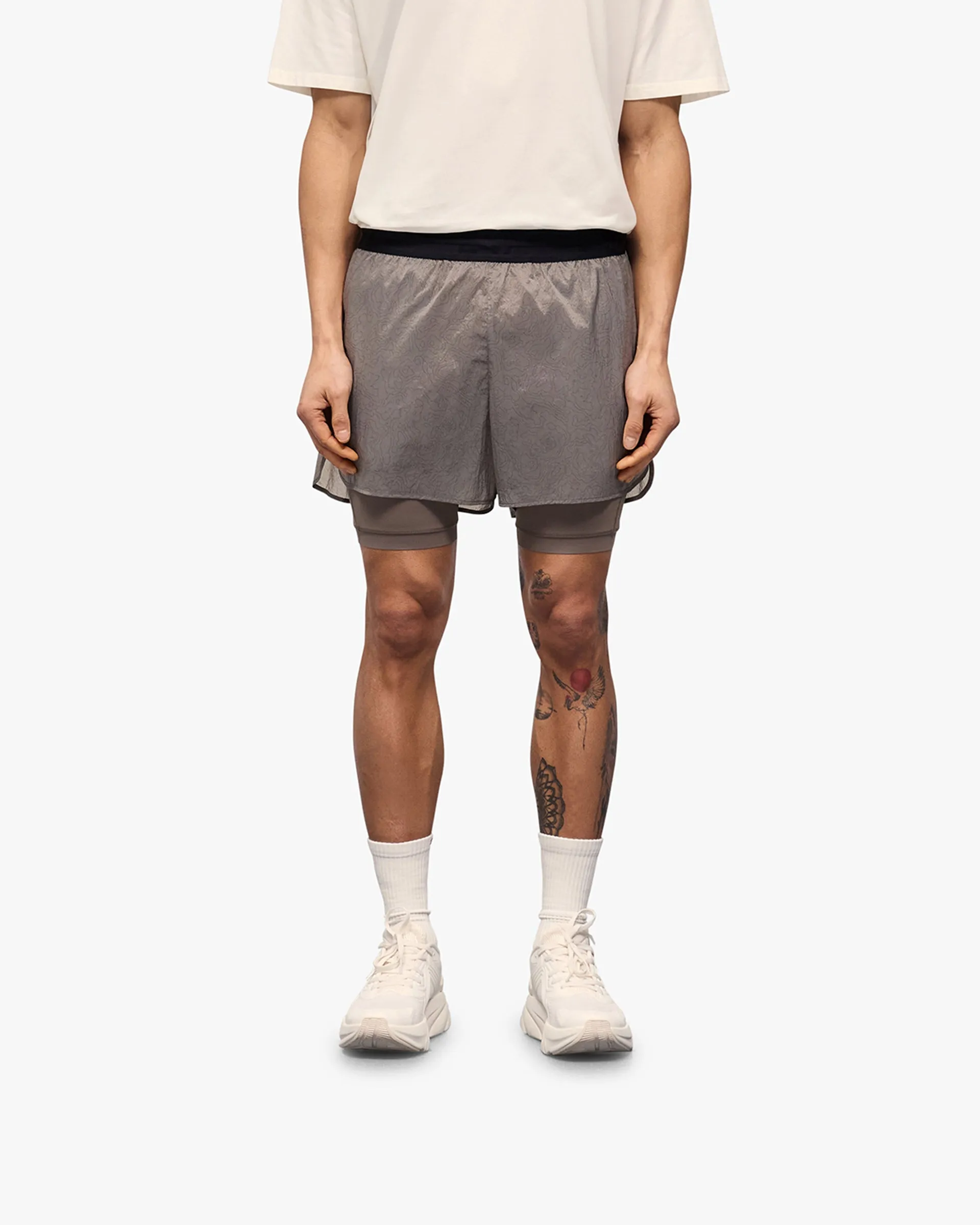 Comfort Tech 247 Contour 2-In-1 Run Shorts - Pebble