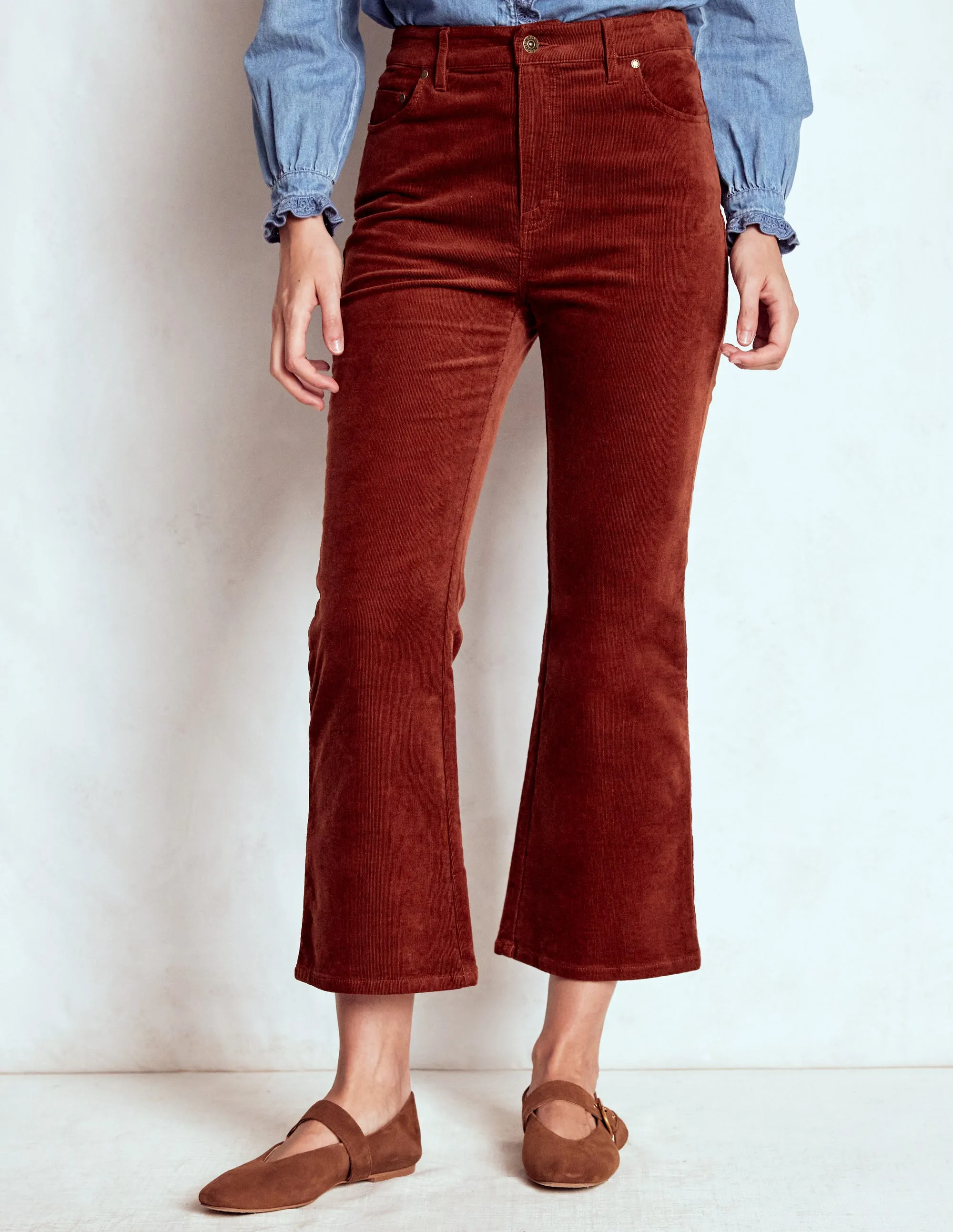 Soft Wash Treatment 5-Pocket Cord Kick Jeans-Fired Brick