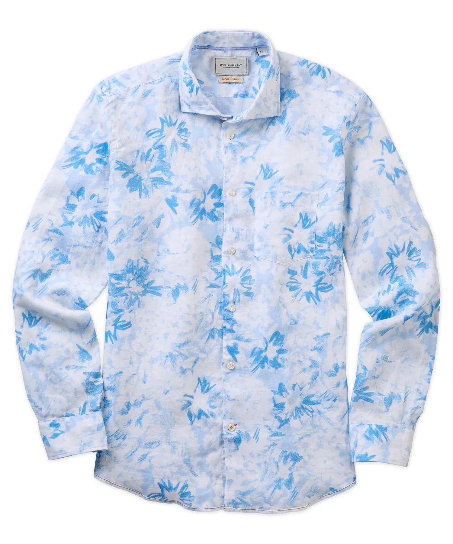 Abstract Floral Print Long-Sleeve Sport Shirt Midweight Textile