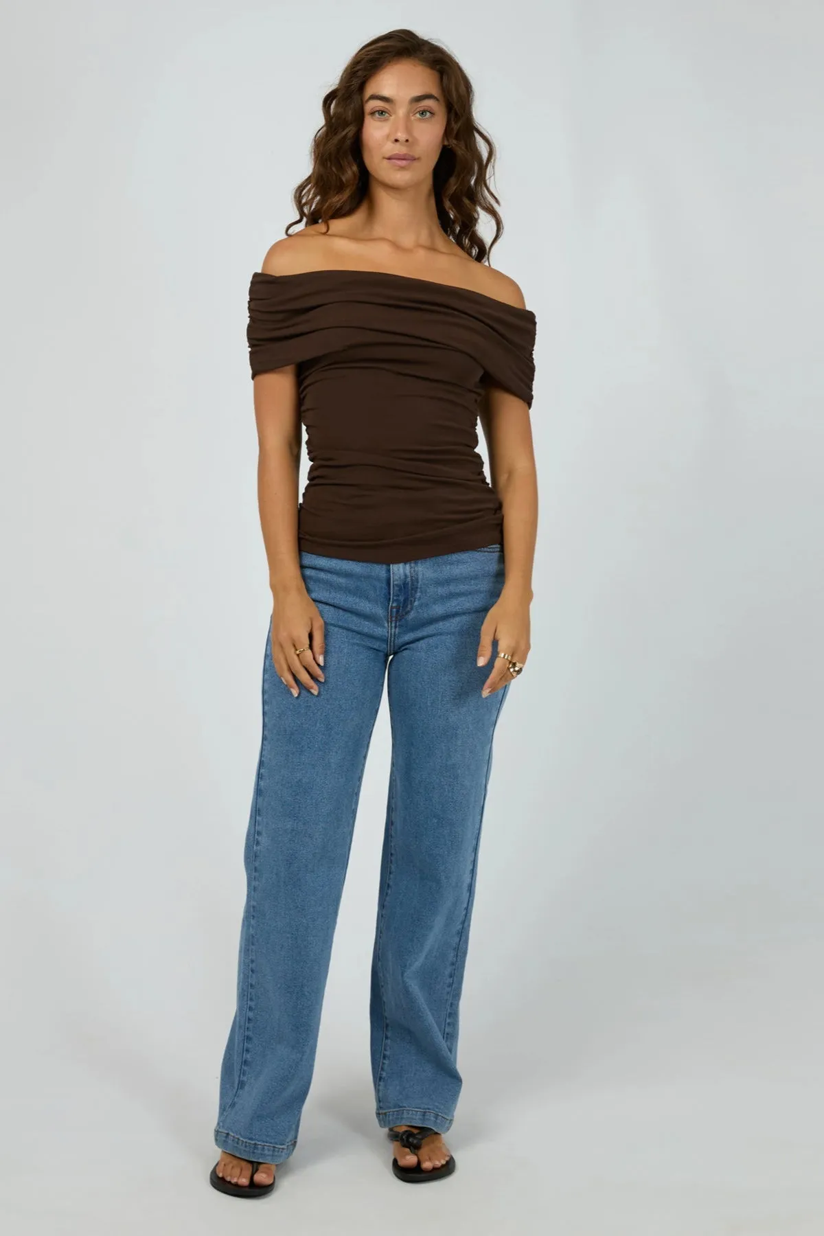 All About Eve Maddie Knit Top Brown Airflow Mesh Lining AntiPill Surface