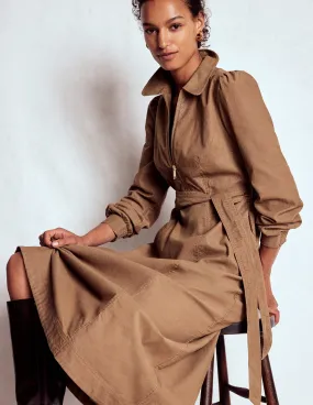 Bold Statement Formal Outfit Adelaide Zip Cord Midi Dress-Latte