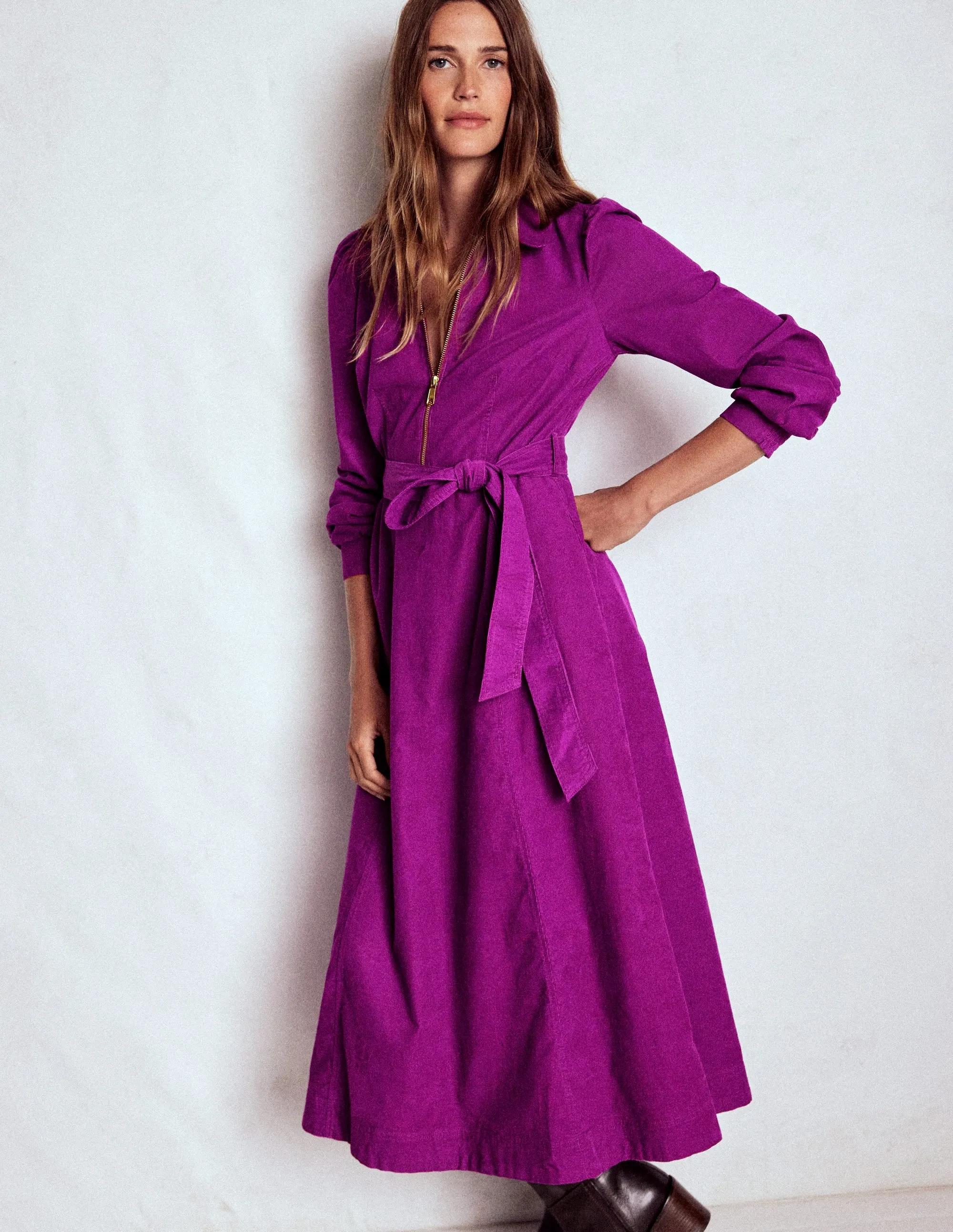 Spring Flow Adelaide Zip Cord Midi Dress-Regal Purple