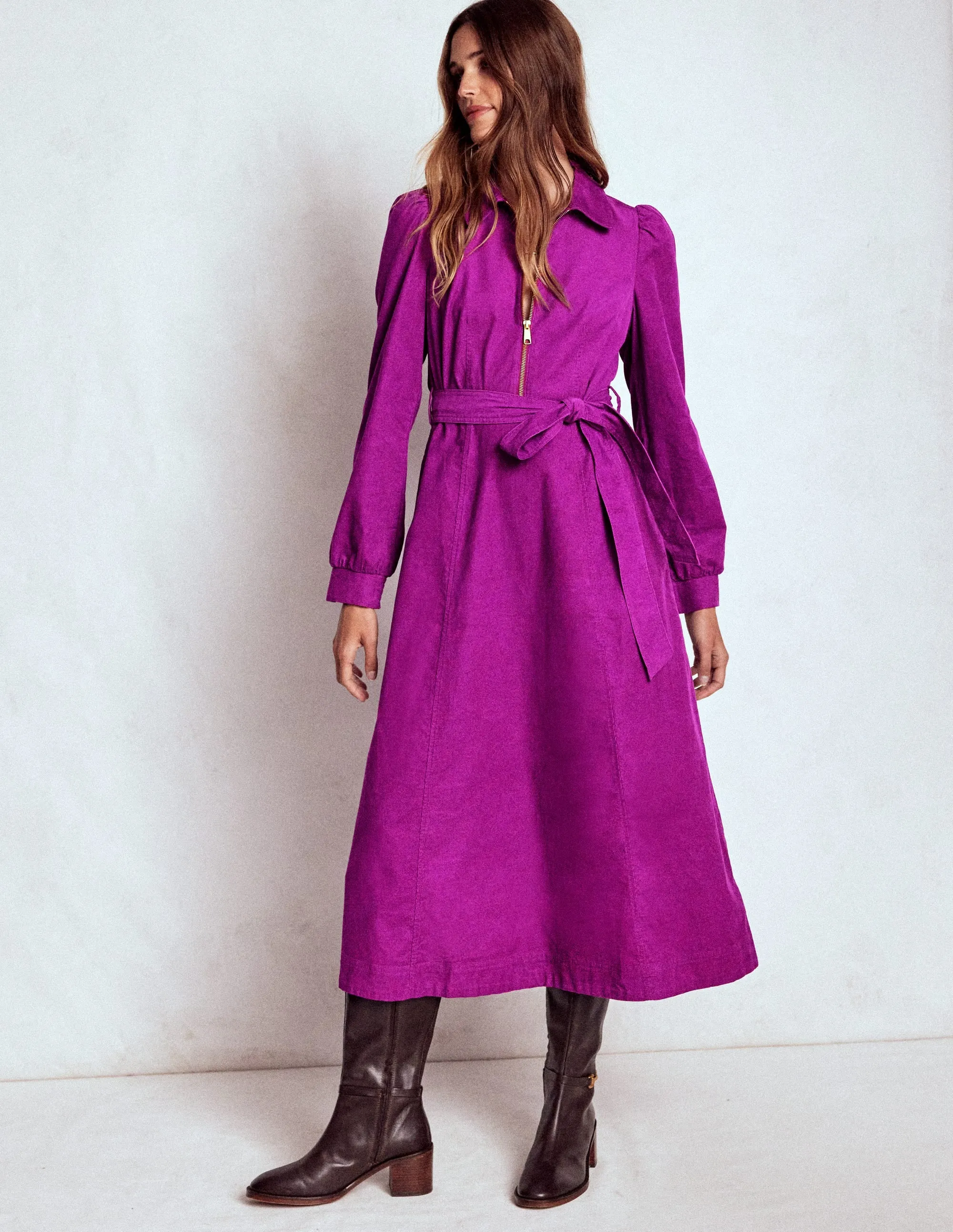 Adelaide Zip Cord Midi Dress-Regal Purple Flattering Wearable