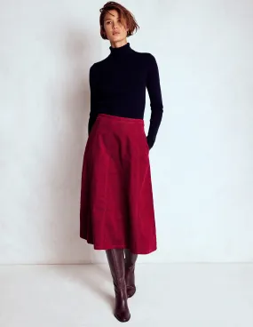 Joy Cord Midi Skirt-Burgundy Red Season To Season Wardrobe Basics