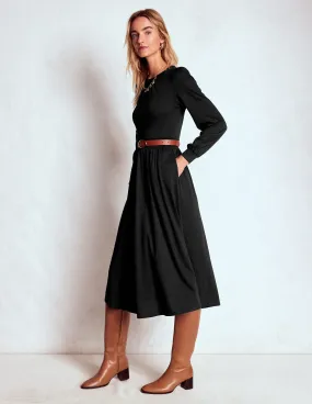 Versatile occasion dress Alexandra Jersey Midi Dress-Black
