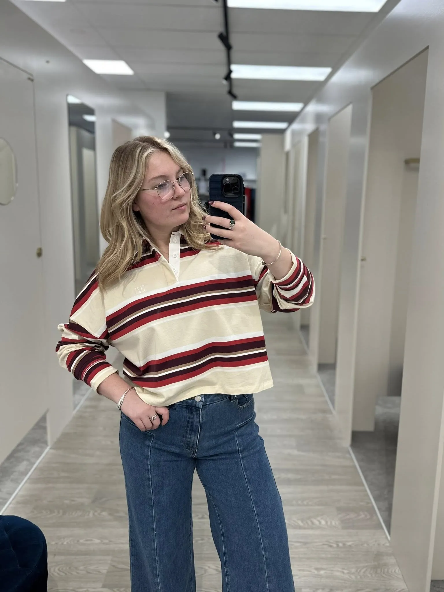 All About Eve Addison Rugby Top Berry Reflective accents