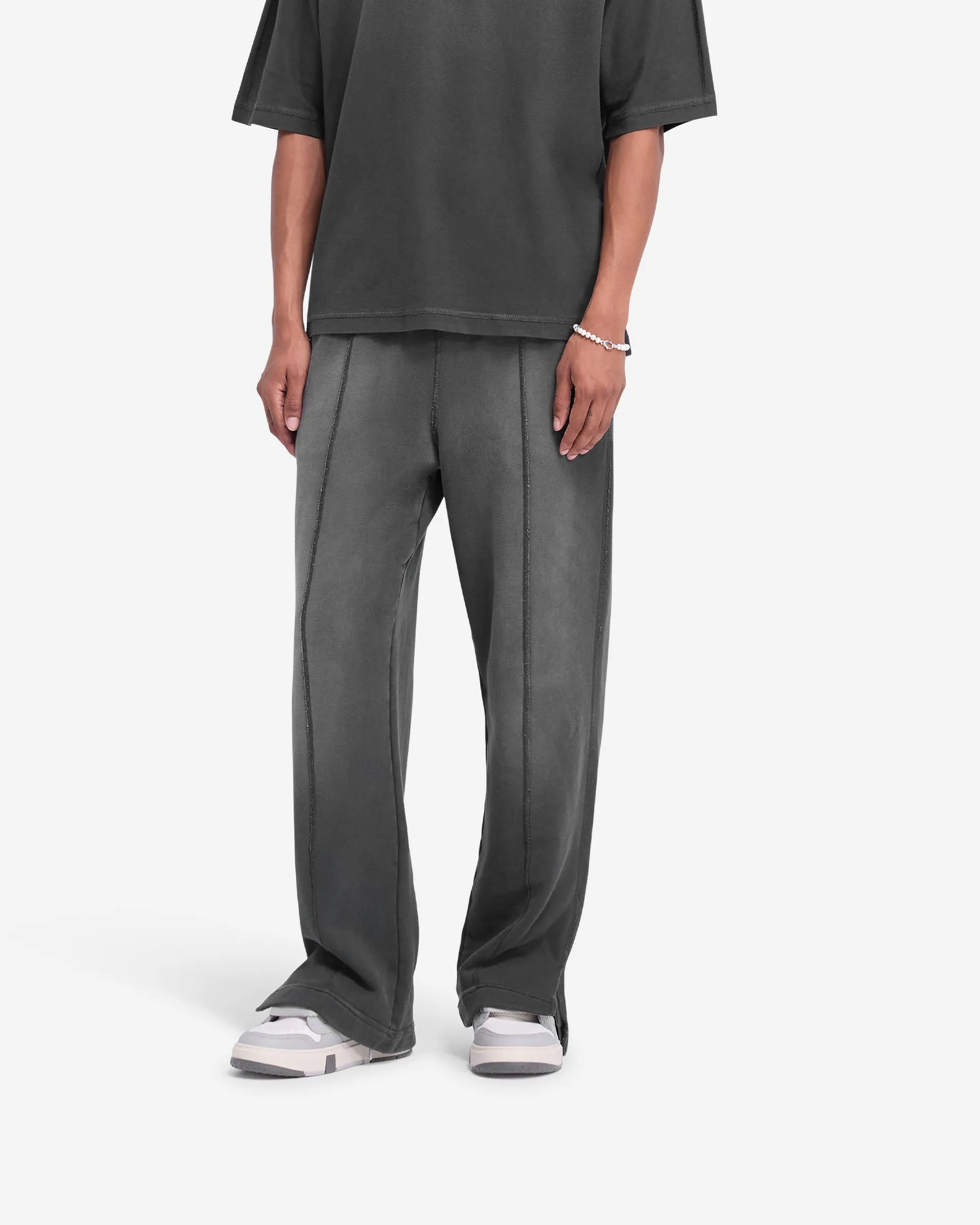 Stepped Hem Sweatpants - Stained Black Essential Look hypoallergenic material