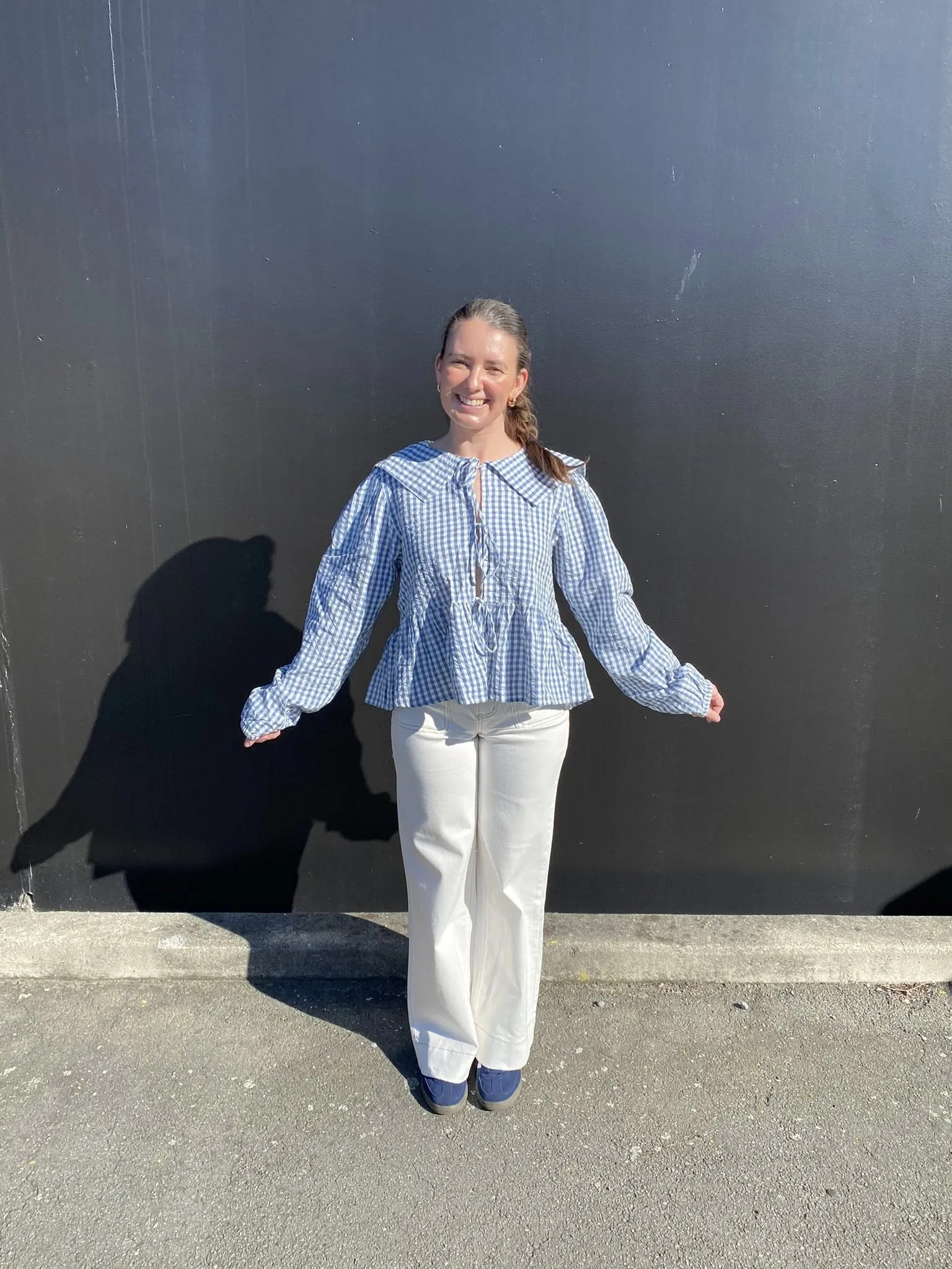 All About Eve Micky LS Top Check Tagless Neckline Trendy Sweater