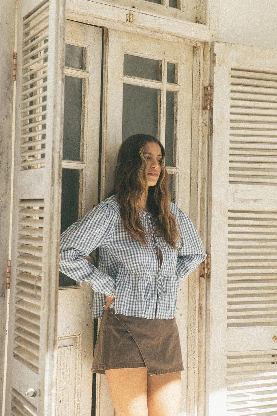 SubtleTexture DoubleLayeredCollar All About Eve Micky LS Top Check