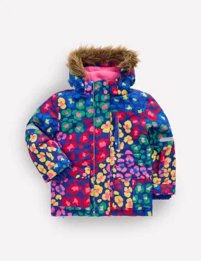AdjustableHood Temperature Regulating All-weather Waterproof Coat-Multi Rainbow Leopard