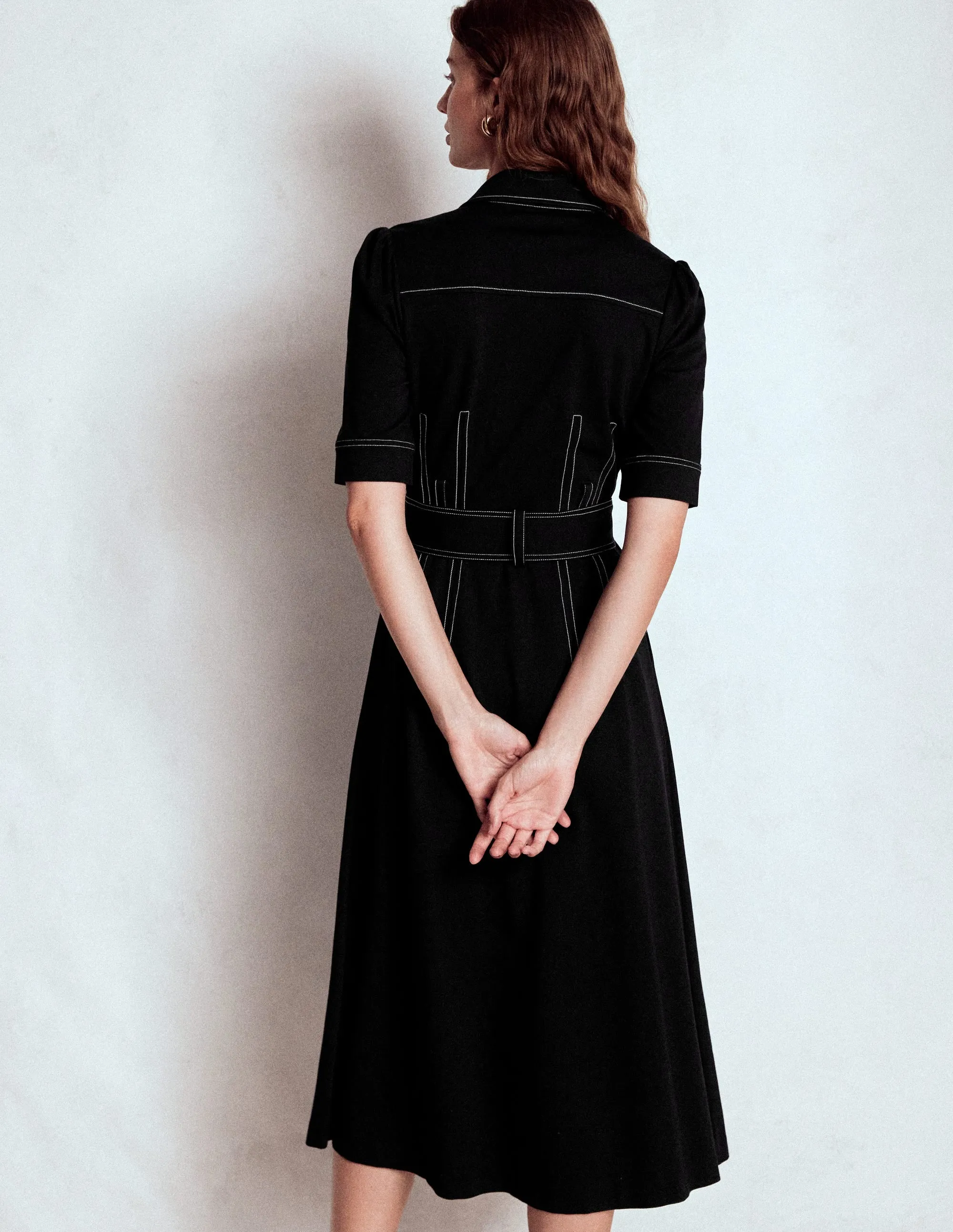 Anita Ponte Shirt Dress-Black Layerable Piece