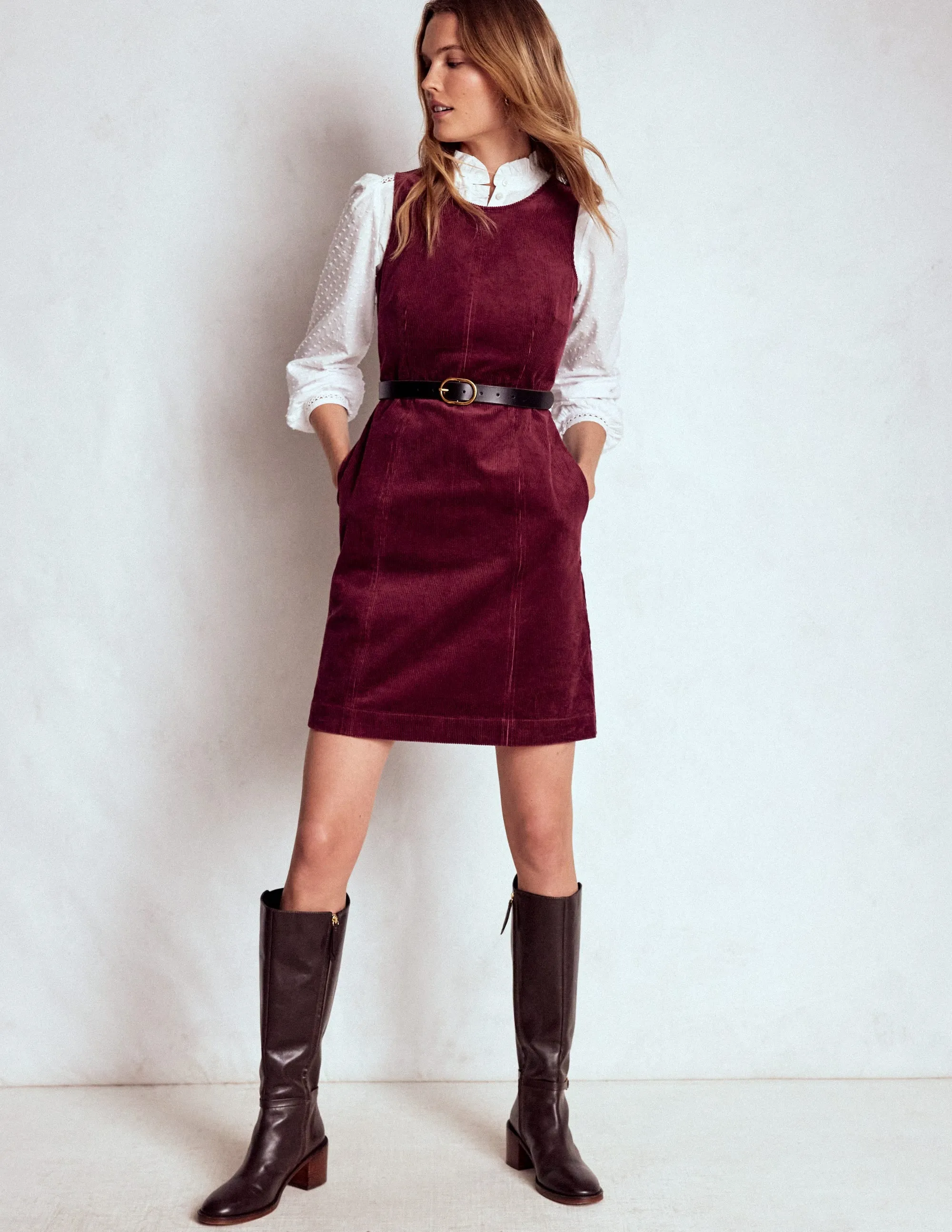 Hook-And-Eye Fresh Combo Annie Cord Shift Dress-Deep Wisteria