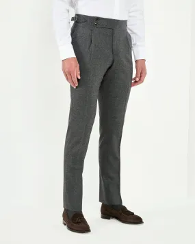 Anthracite flannel Soragna trousers - Made in Italy LightweightWeave HighCollared Design
