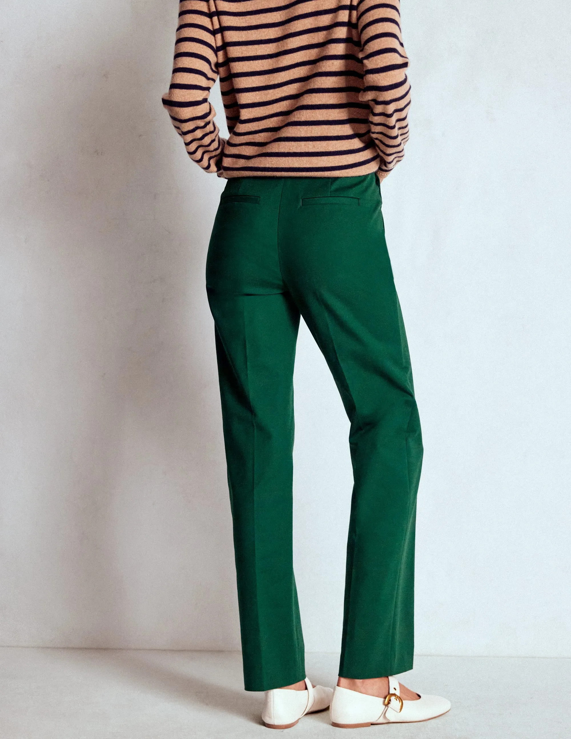 Zip Pocket AntiStaticLining Full Length Canonbury Trousers-Emerald Green