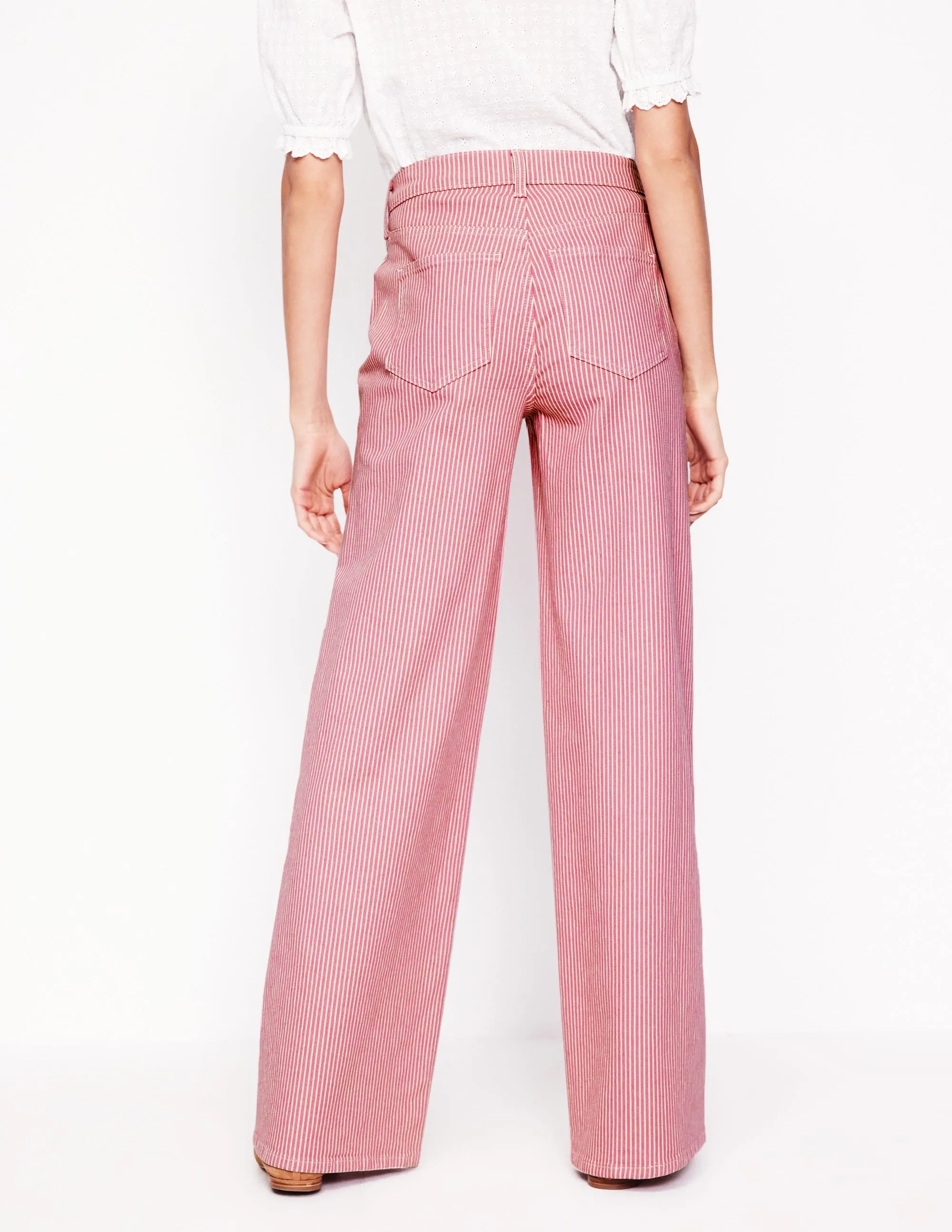 High Rise Wide Leg Jeans-Pink Stripe Life Ready