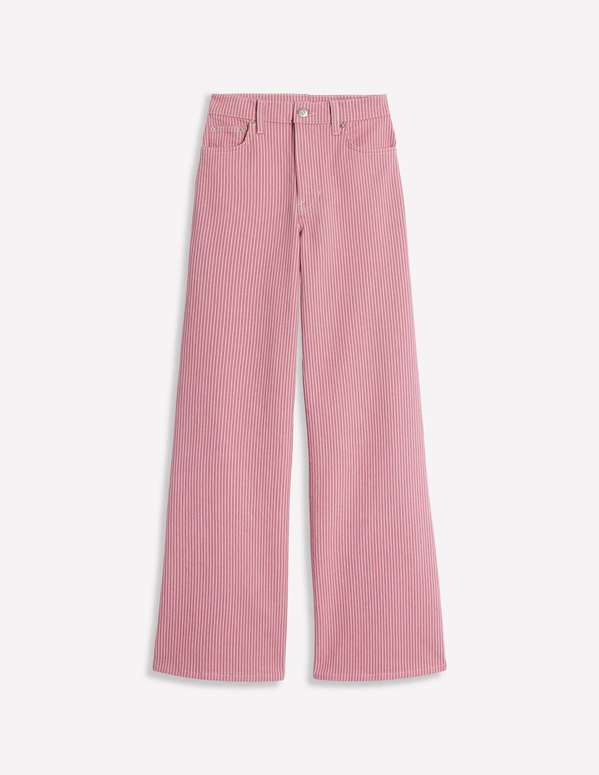 Classic Item Soft Aesthetic High Rise Wide Leg Jeans-Pink Stripe