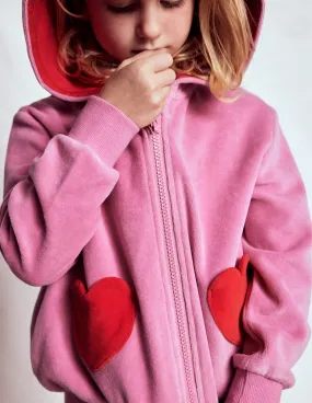 TurtleneckDesign Velour Hoodie-Formica Pink