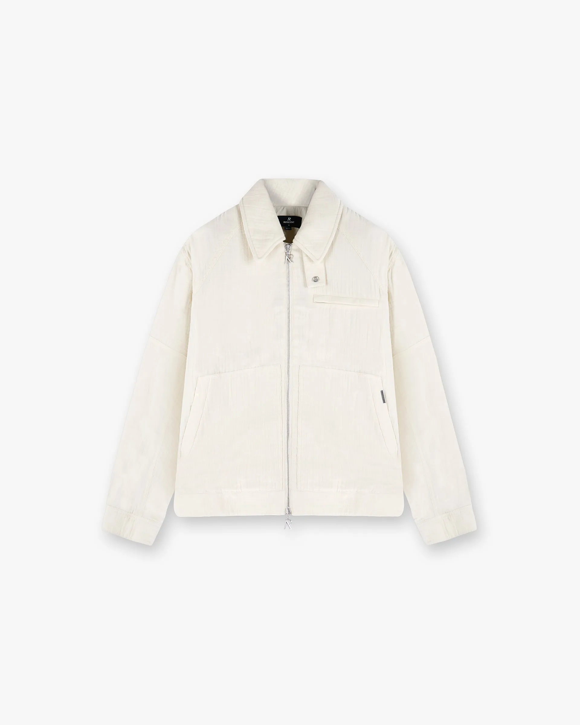 Crinkle Trucker Jacket - Ecru Lightweight Feel