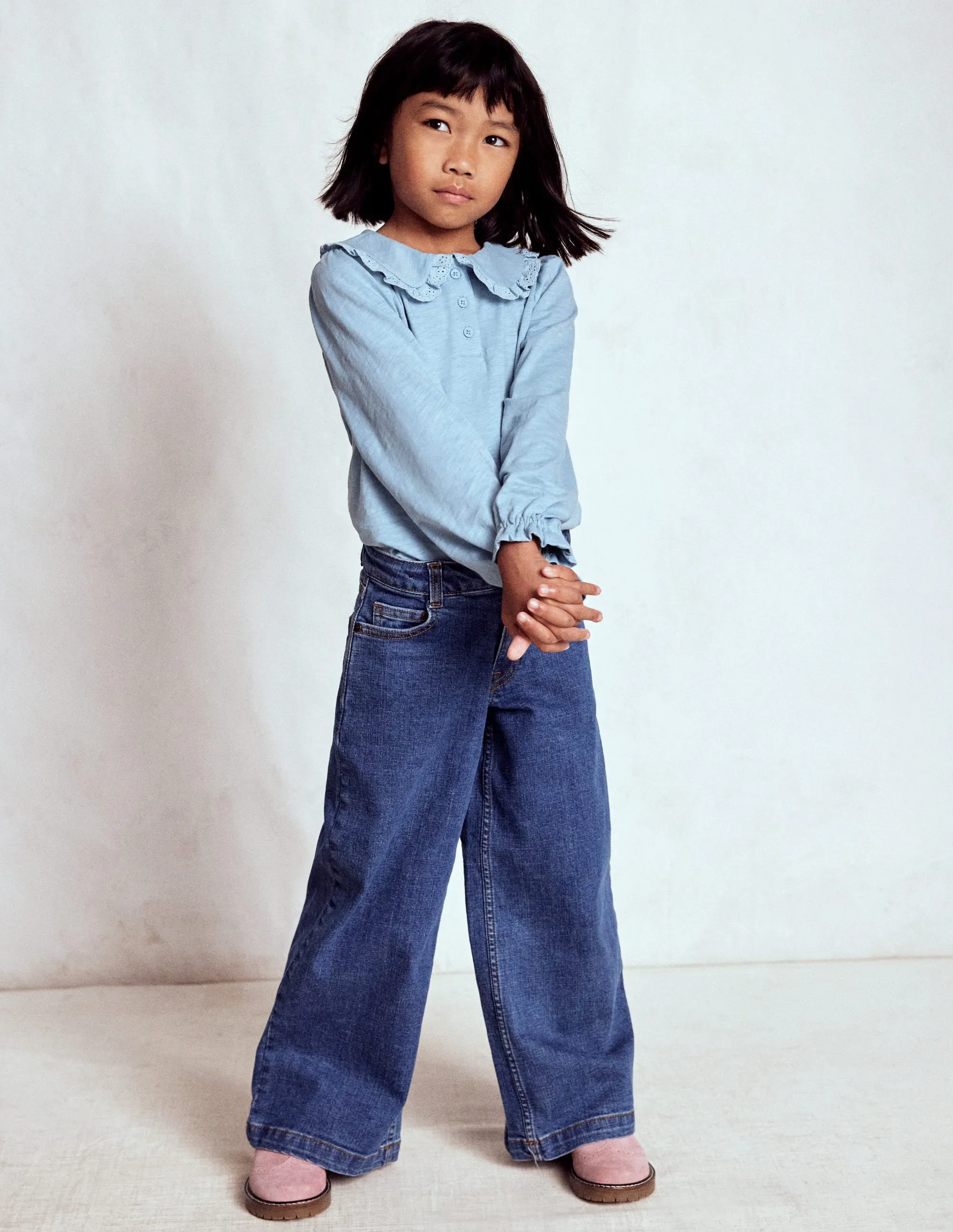 Collared Slub Top-Vintage Blue Odor Resistant Treatment