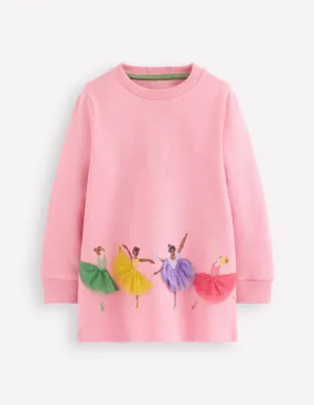 NonIrritatingEdges Applique Tunic-Pink Ballerinas
