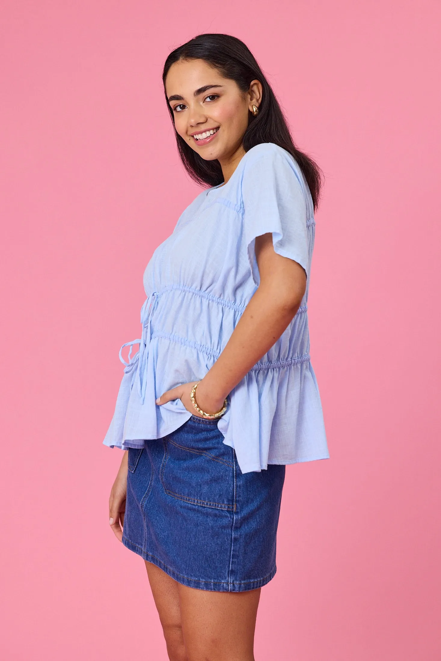 Ayva Lola Top Light Blue Minimalist Design