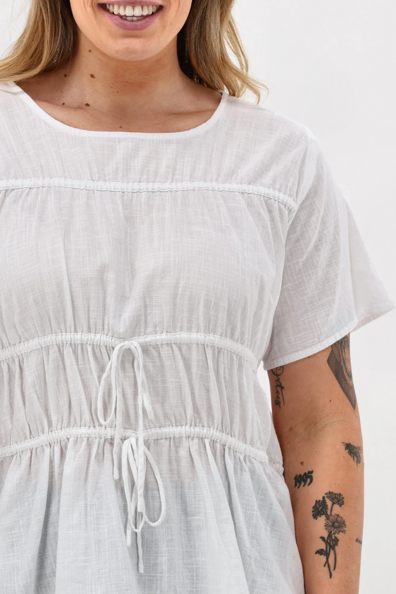 Sustainable Fabric Blend Airy Mesh Lining Ayva Lola Top White