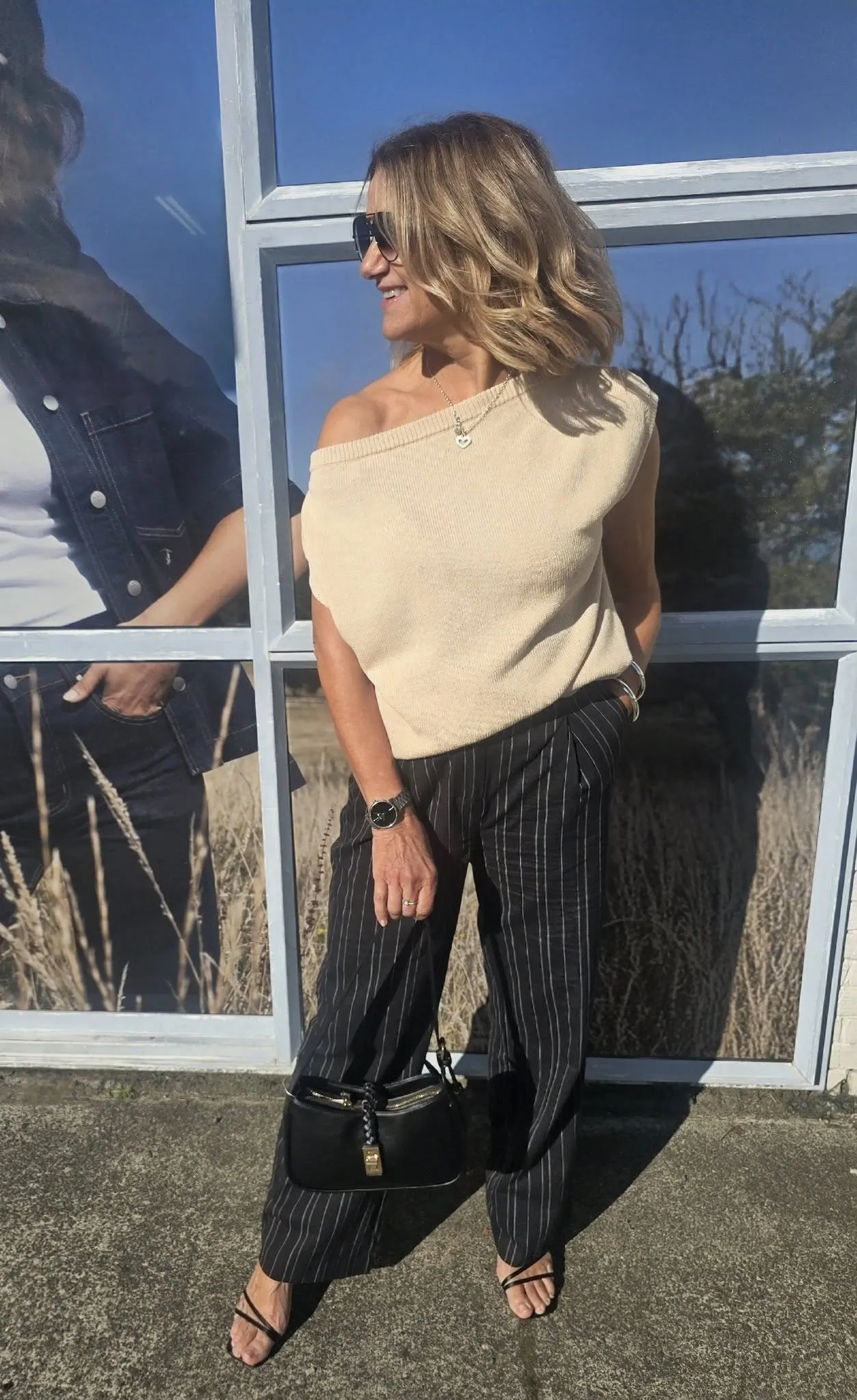 Ribbed Hem Finish Ayva Remi Asym Knit Top Natural