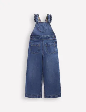 Frill Dungarees-Mid Vintage Heart Applique Happy Scent Light Motion