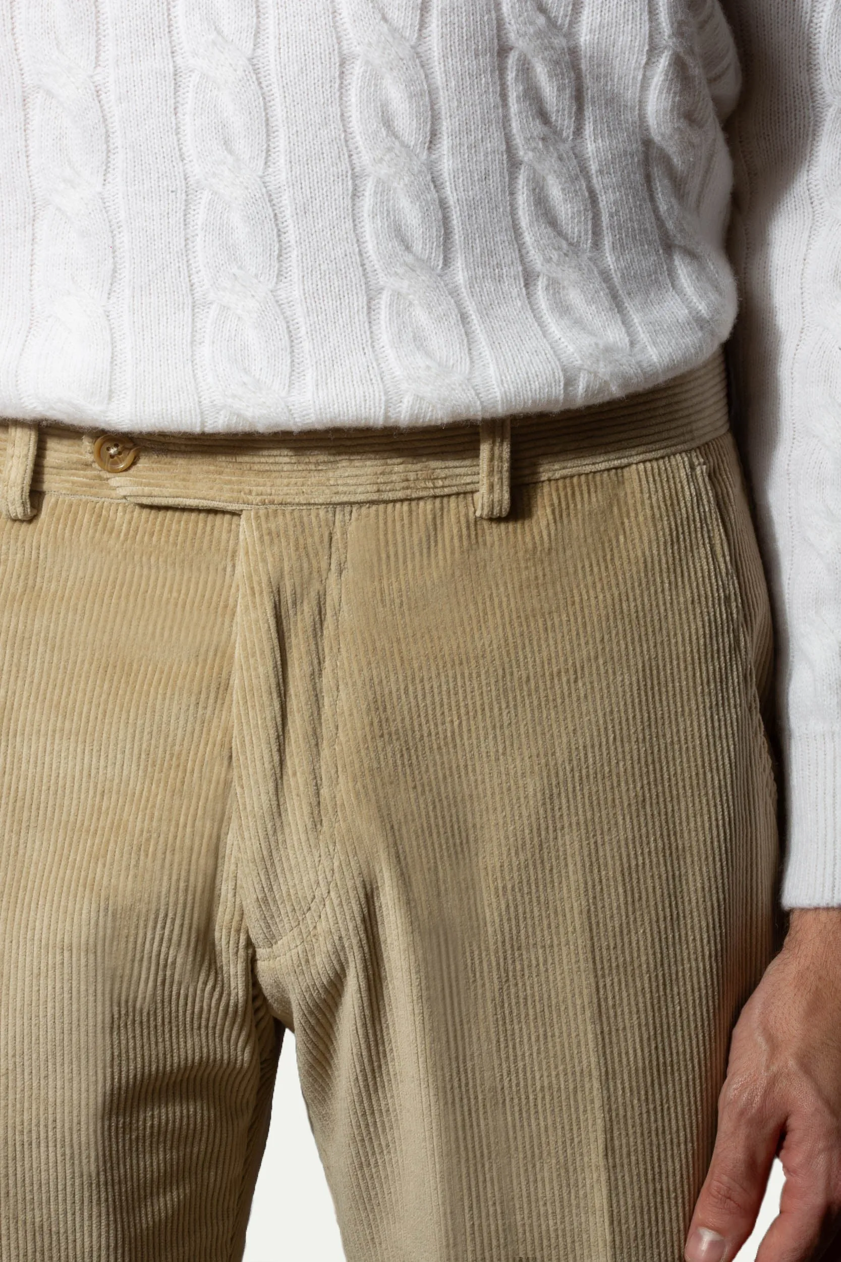 OdorControl Treatment Beach Ready Beige corduroy Sirmione trousers - Made in Italy