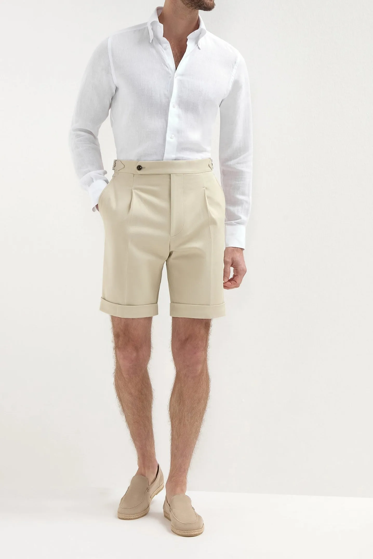 Fame Glow Fantasy Mood Beige cotton shorts - Made in Italy