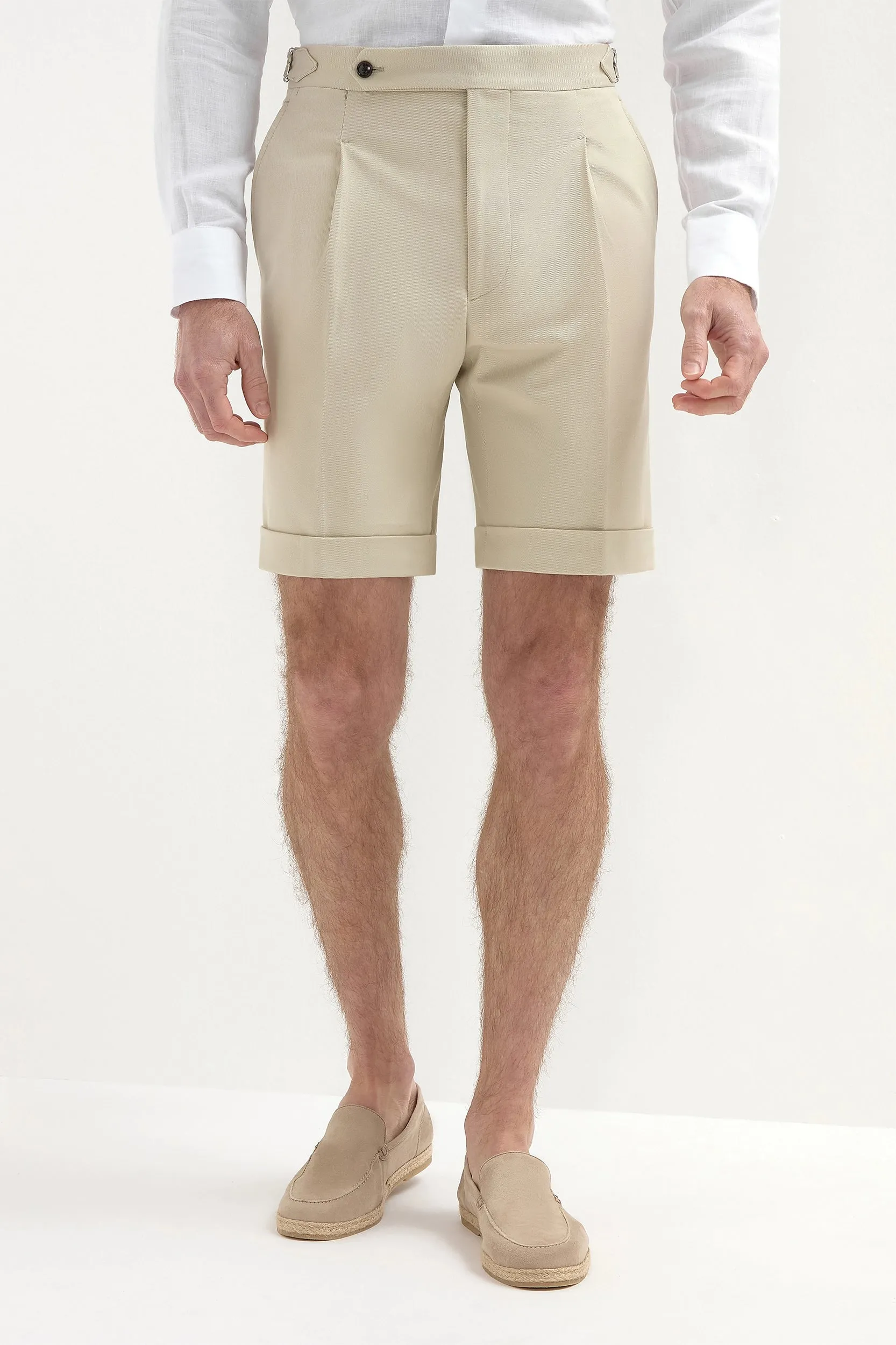 Beige cotton shorts - Made in Italy Soft Touch Planet Glow