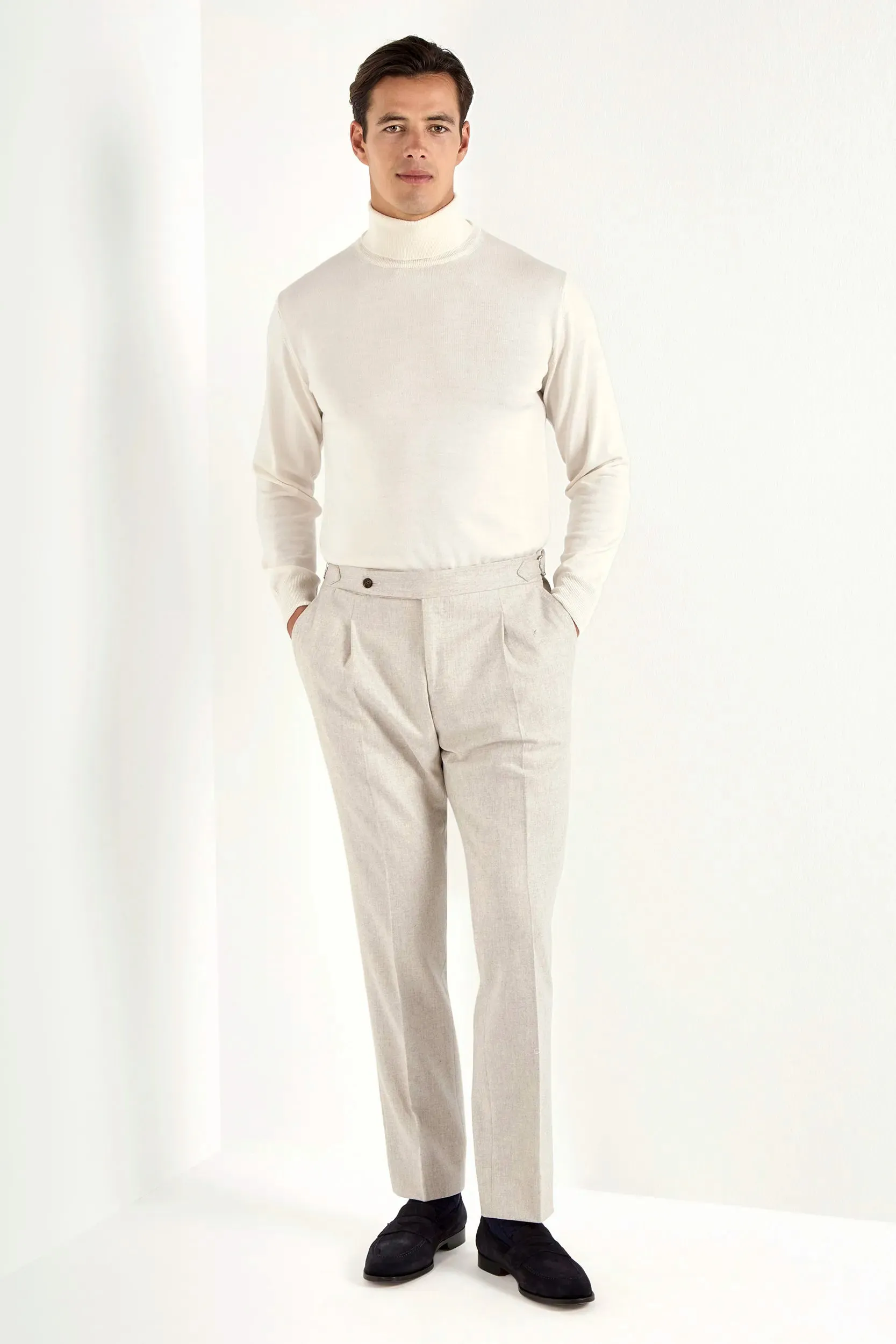 Beige flannel Roma trousers - Made in Italy Group Mood