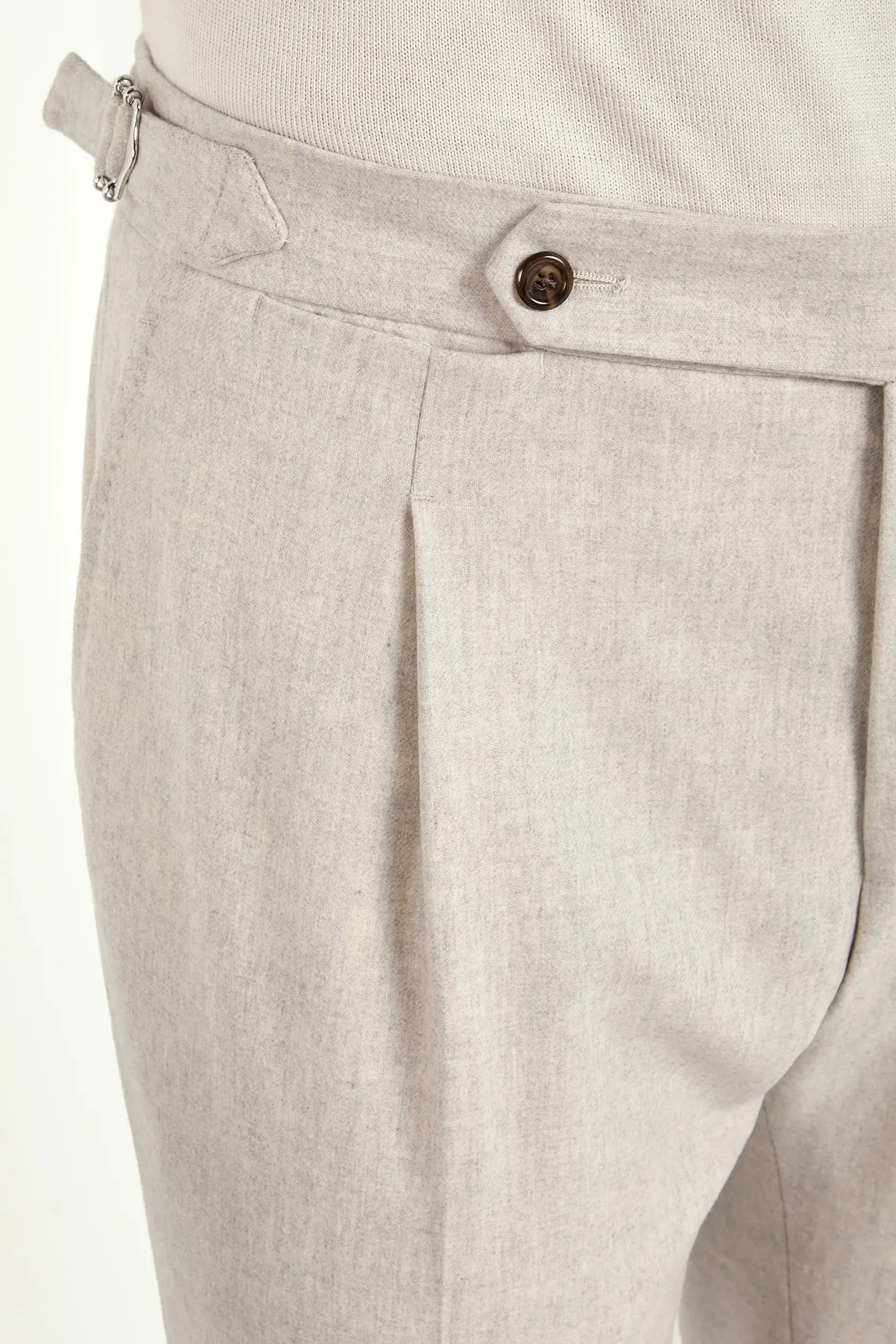 Beige flannel Roma trousers - Made in Italy EcoFriendlyDyeProcess Casual Comfort