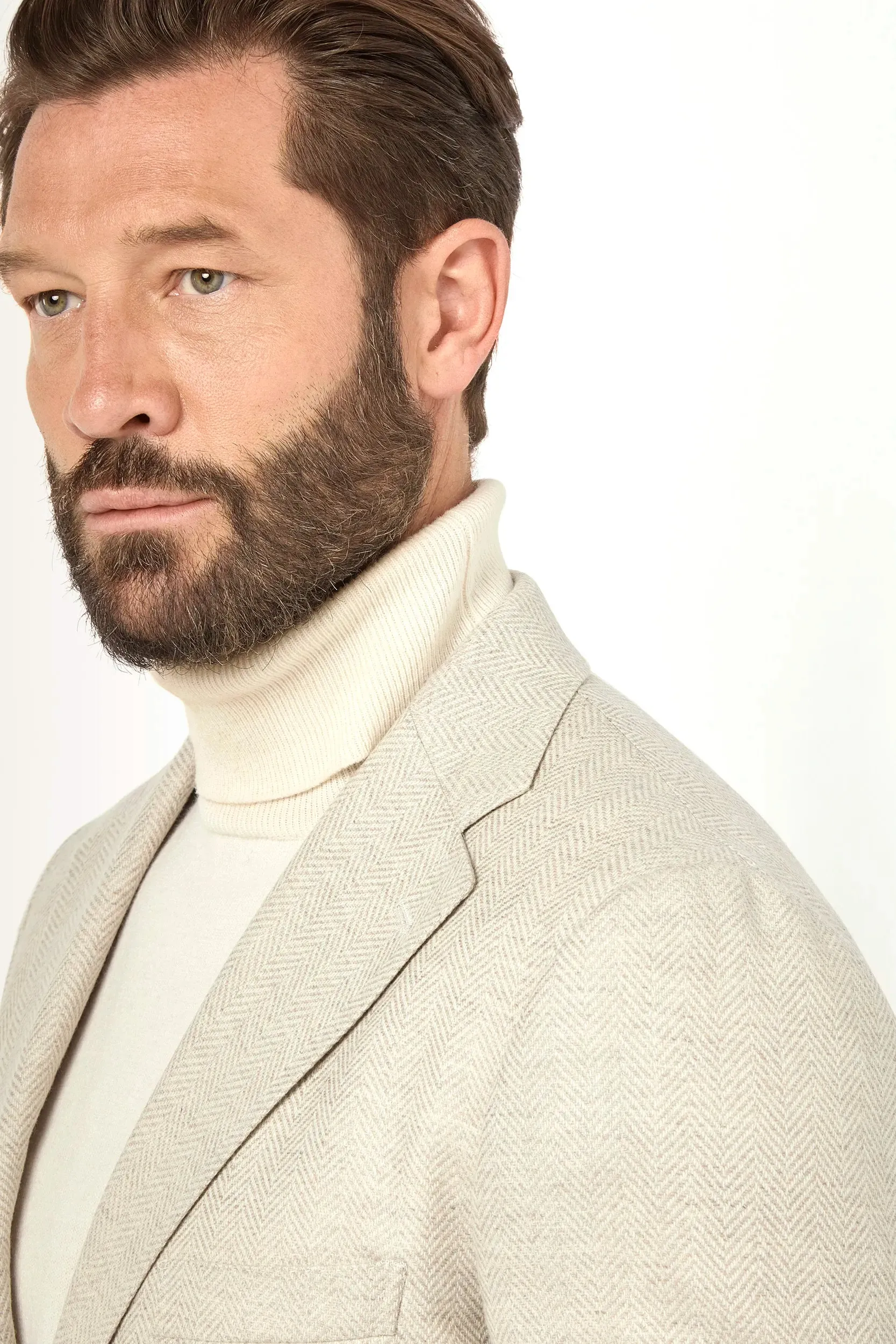 Beige herringbone jacket - Made in Italy Power Vibe