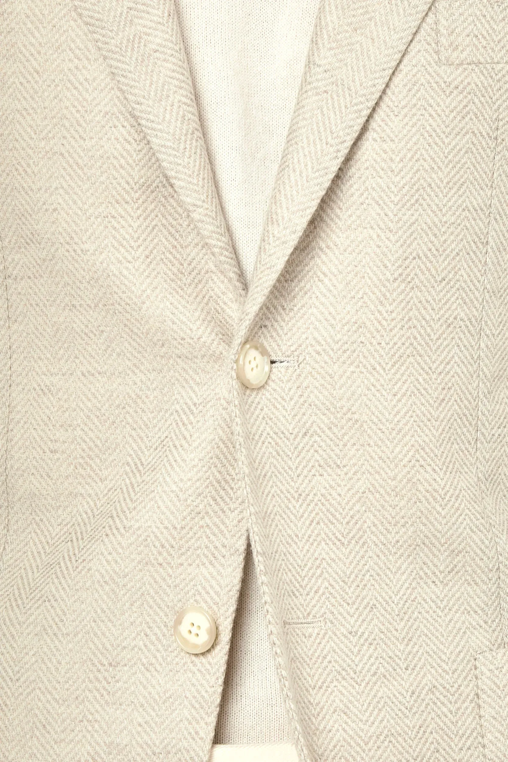 Beige herringbone jacket - Made in Italy Layered Hem Details Simple Fashion
