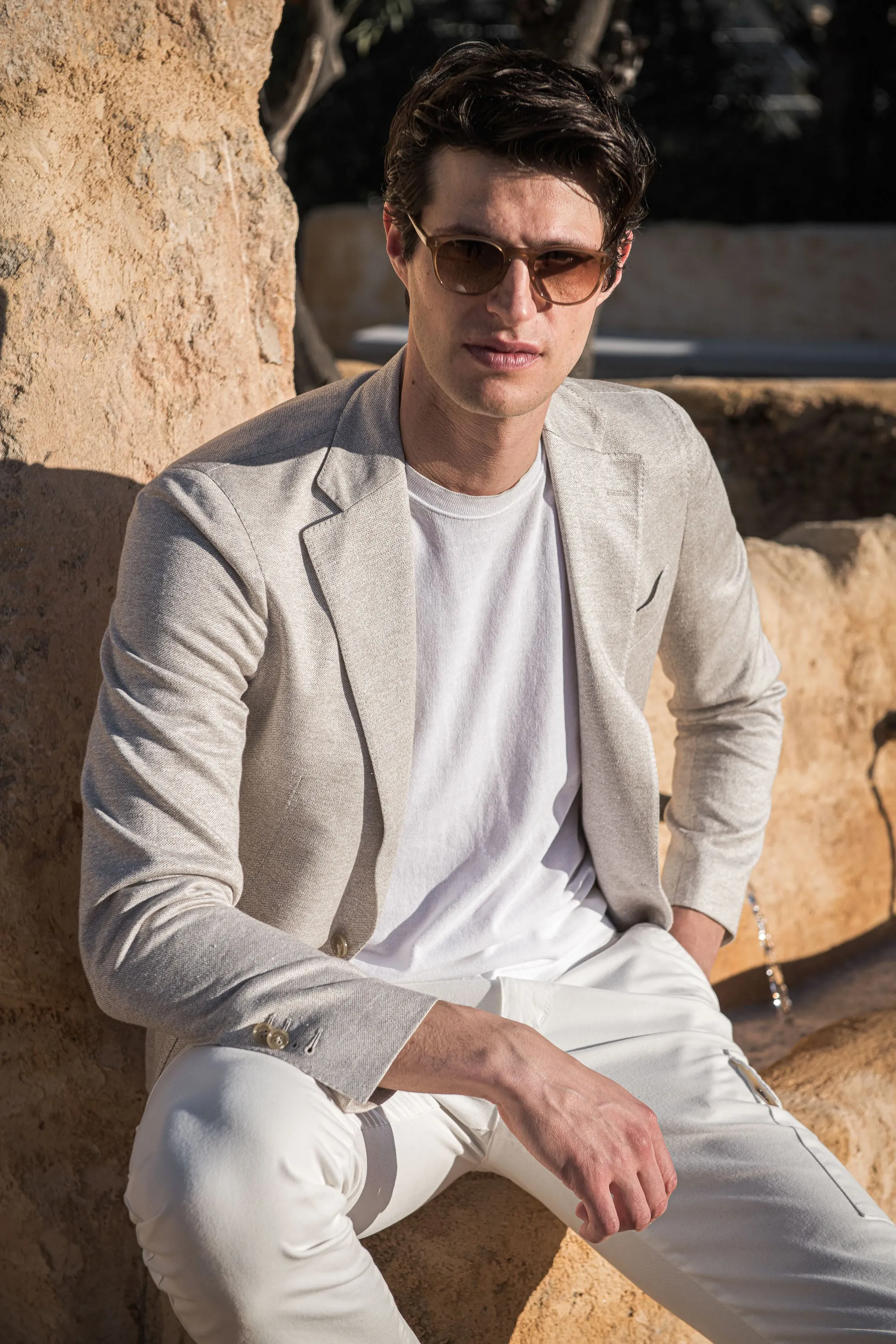 Lounge Gear Beige jersey jacket - Made in Italy