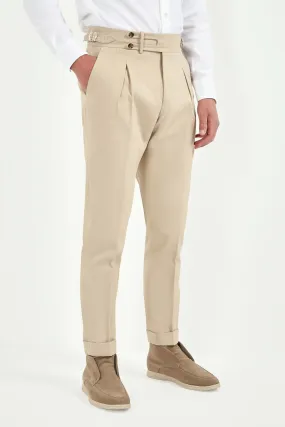 Cozy Dress Flatlock stitching Beige Limited Edition trousers - Made in Italy