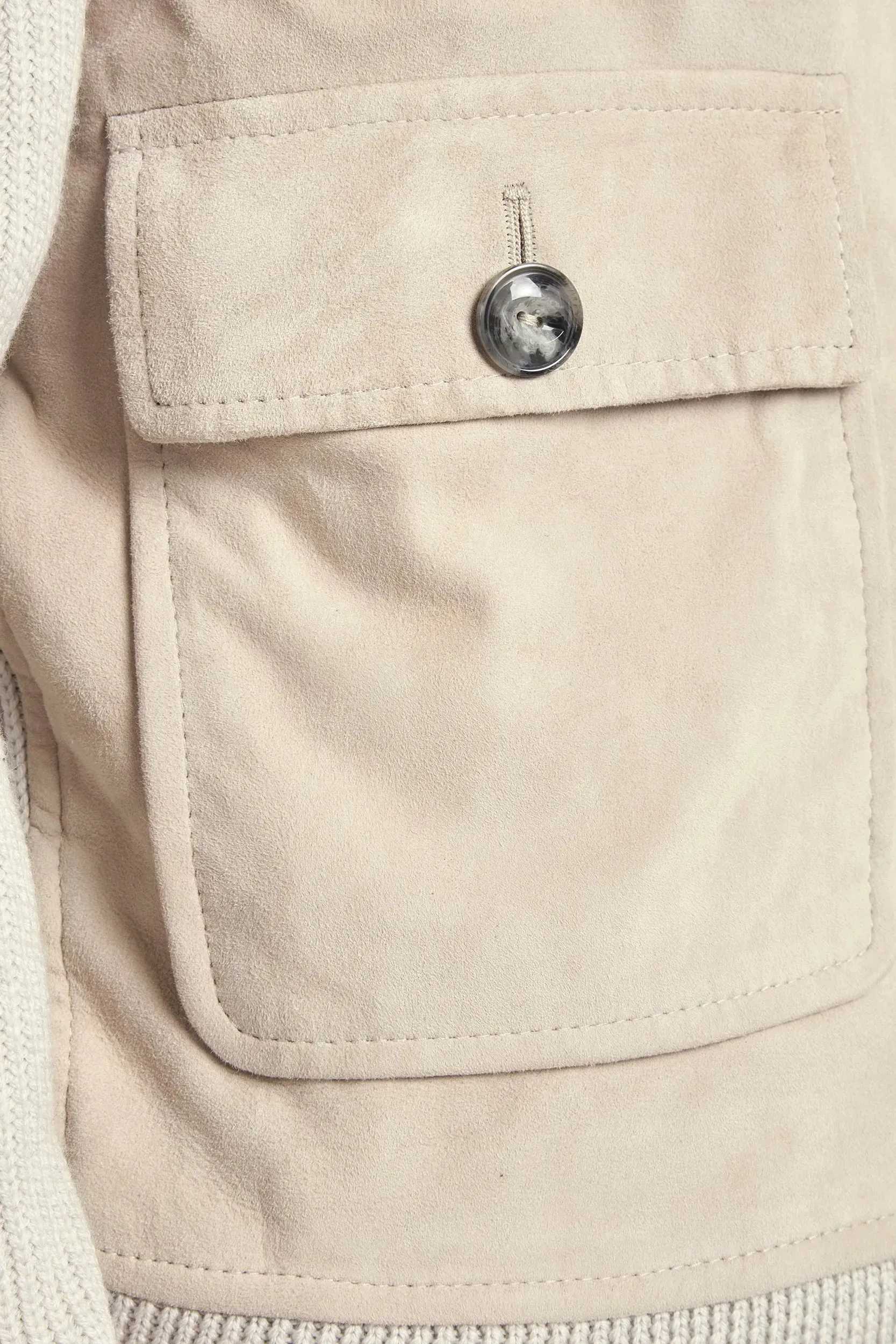 Athleisure Cool Beige suede and knit bomber - Made in Italy