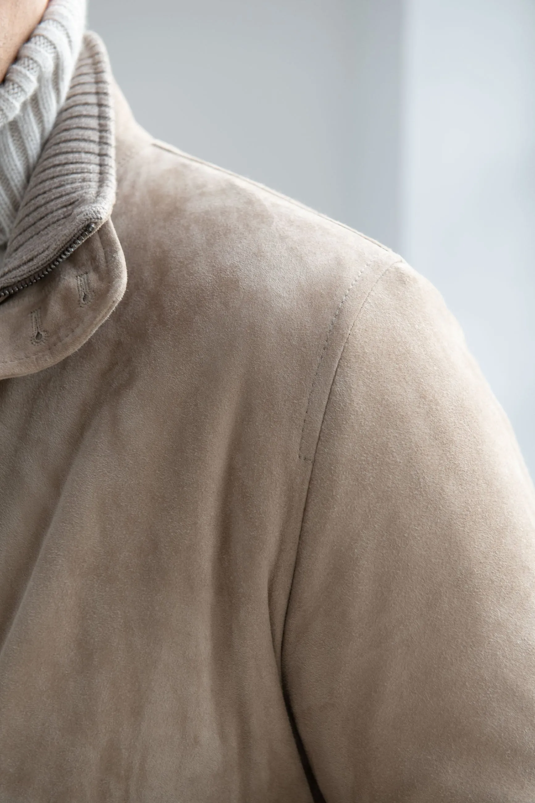 Beige suede bomber ?C Made in Italy Functional Jacket