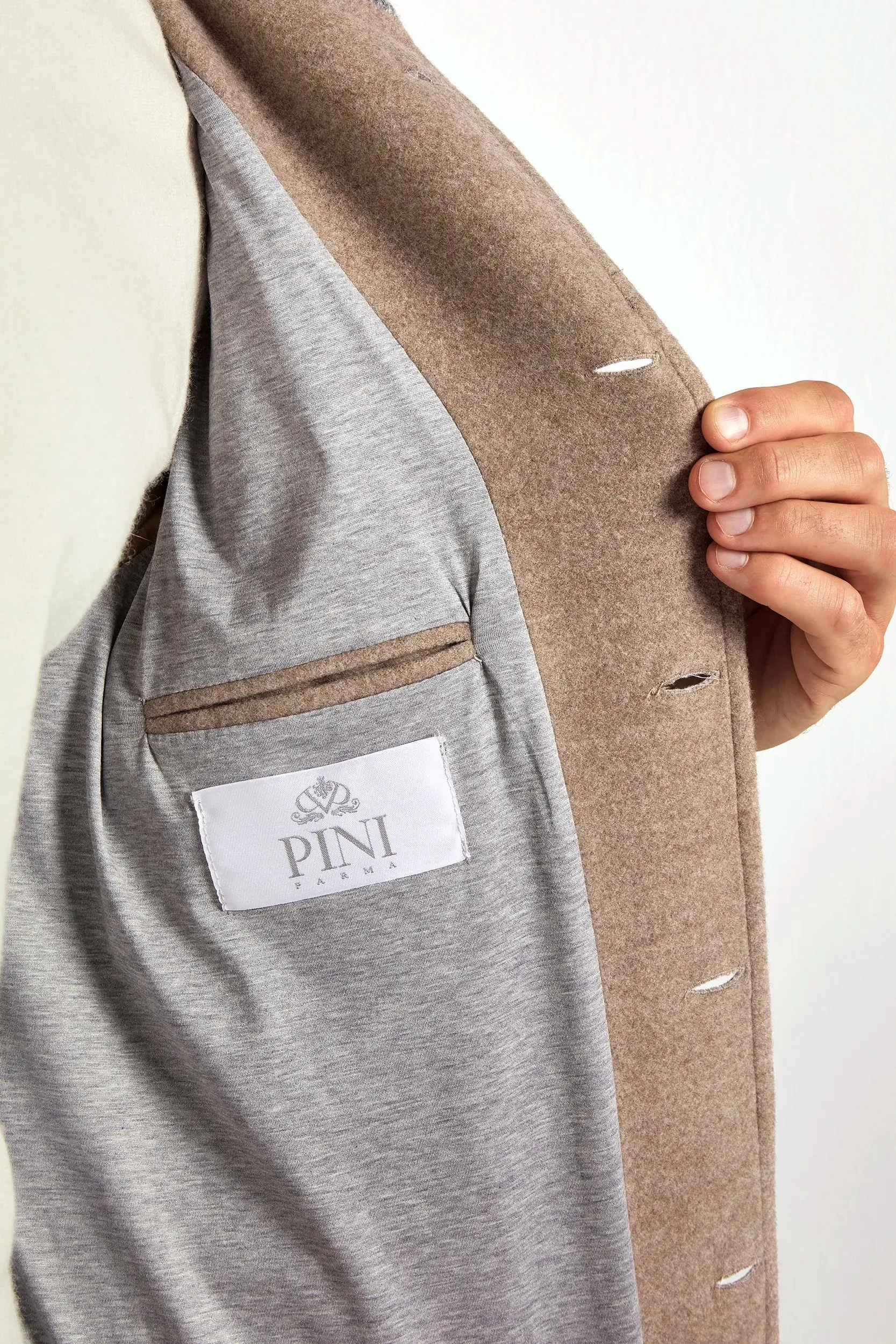 SoftLining FlatlockStitching Beige Super 180's wool flannel bomber jacket ?C Made in Italy