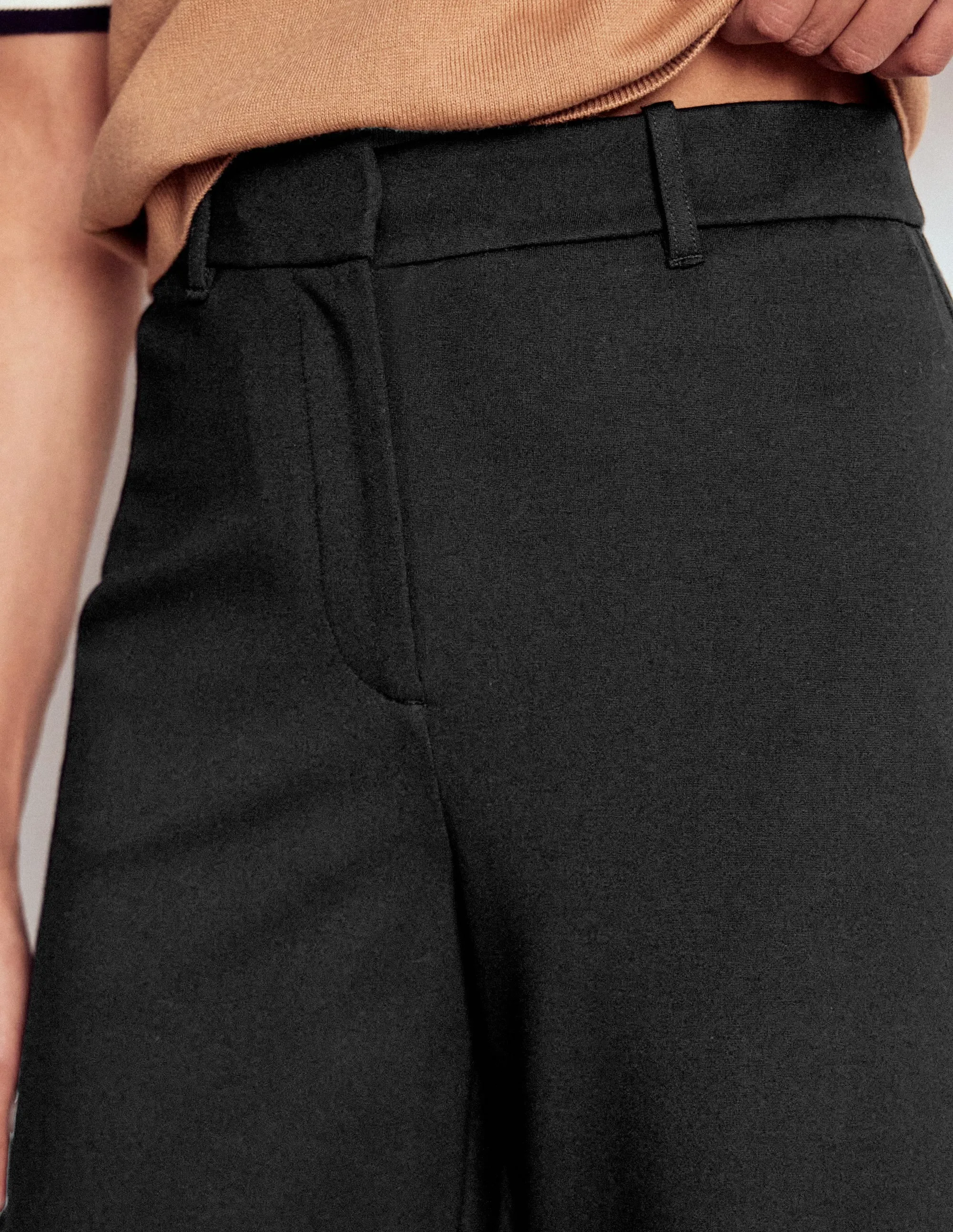 Belgravia Ponte Crop Trousers-BLACK Reinforced Stitching Minimalist Look