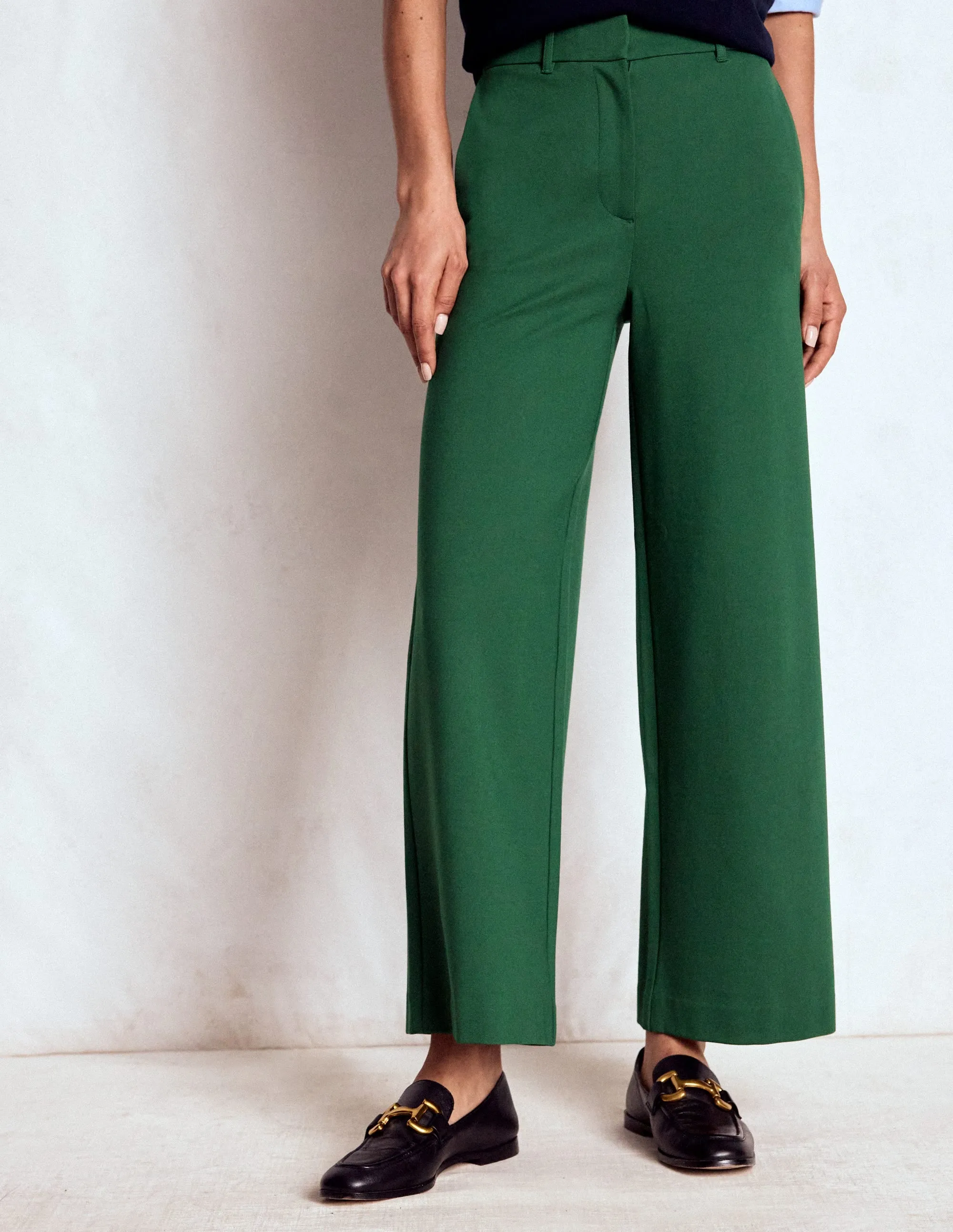 Easy Motion Belgravia Ponte Crop Trousers-Hunter Green