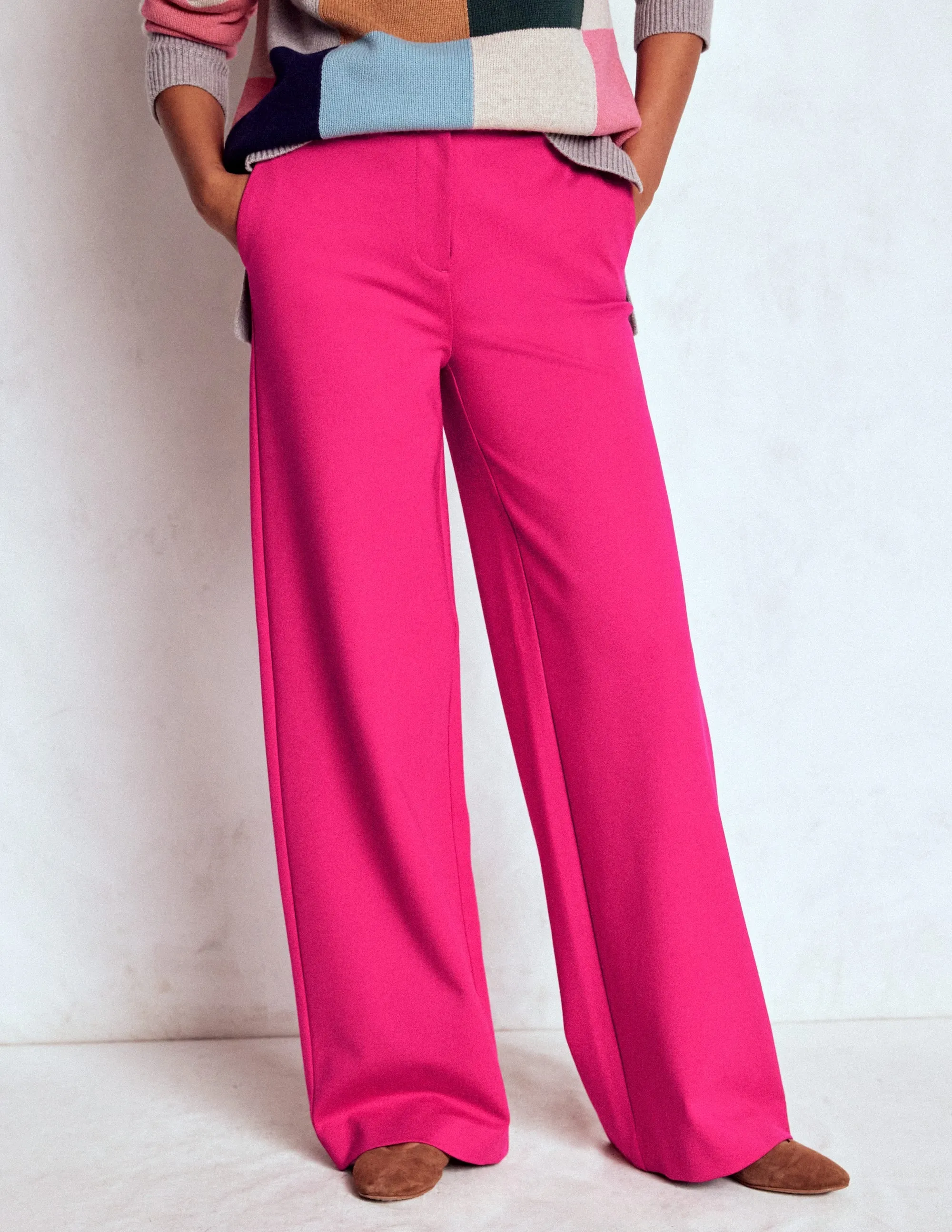 Soft Material Flattering Comfort Wear Belgravia Ponte Trousers-Vibrant Pink
