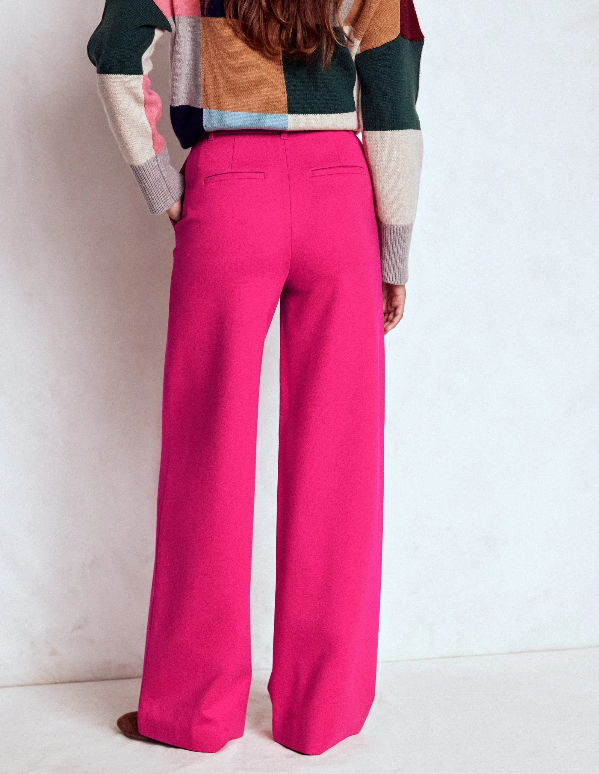 Stretch Support Fit No Ride Up Belgravia Ponte Trousers-Vibrant Pink