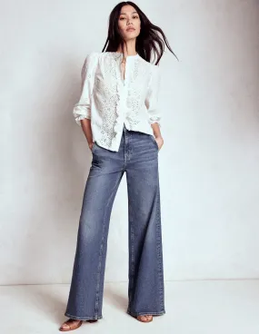 Classic Design High Rise Clean Wide Jeans-Mid Vintage