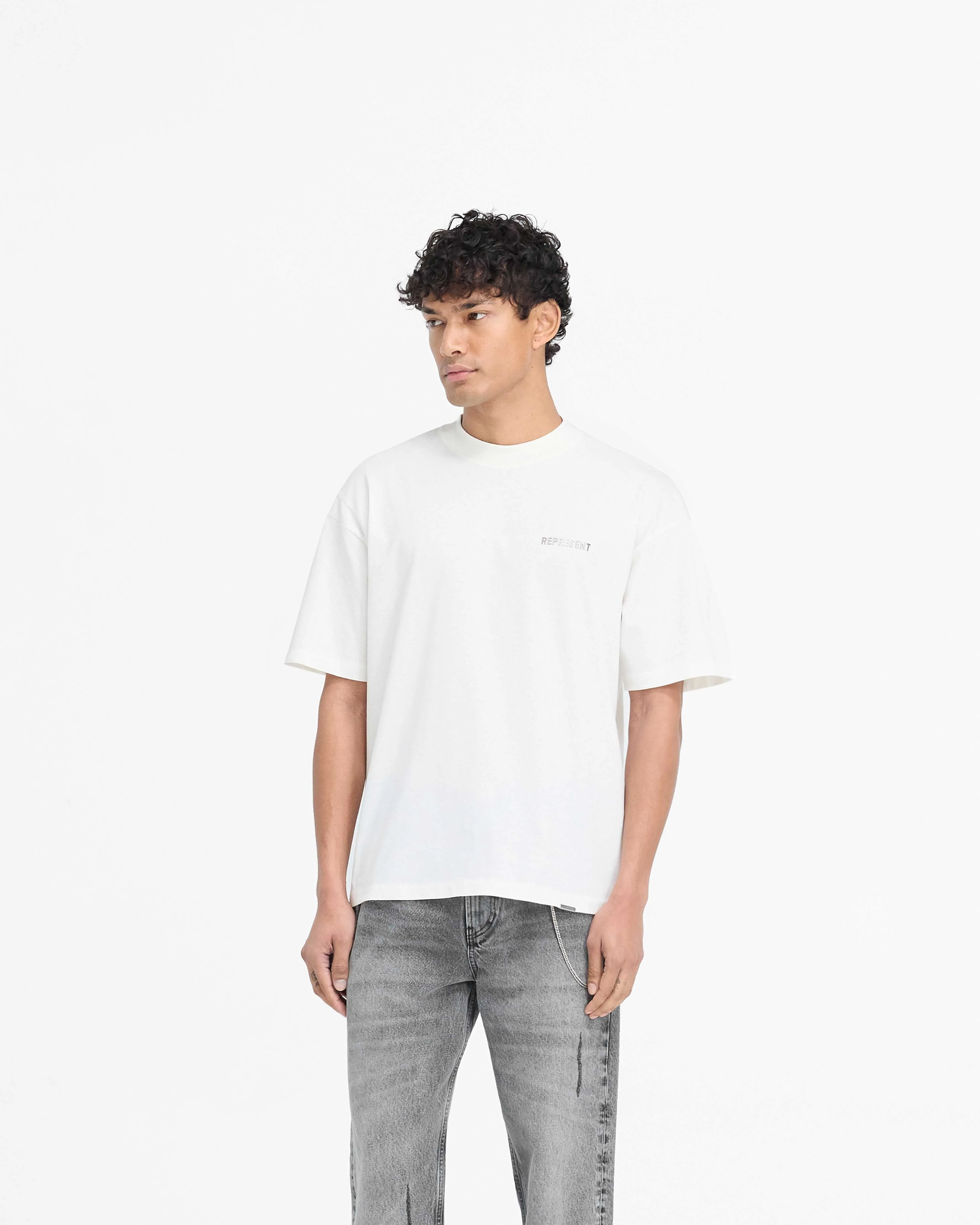 Block Logo T-Shirt - Flat White Reinforced Collar