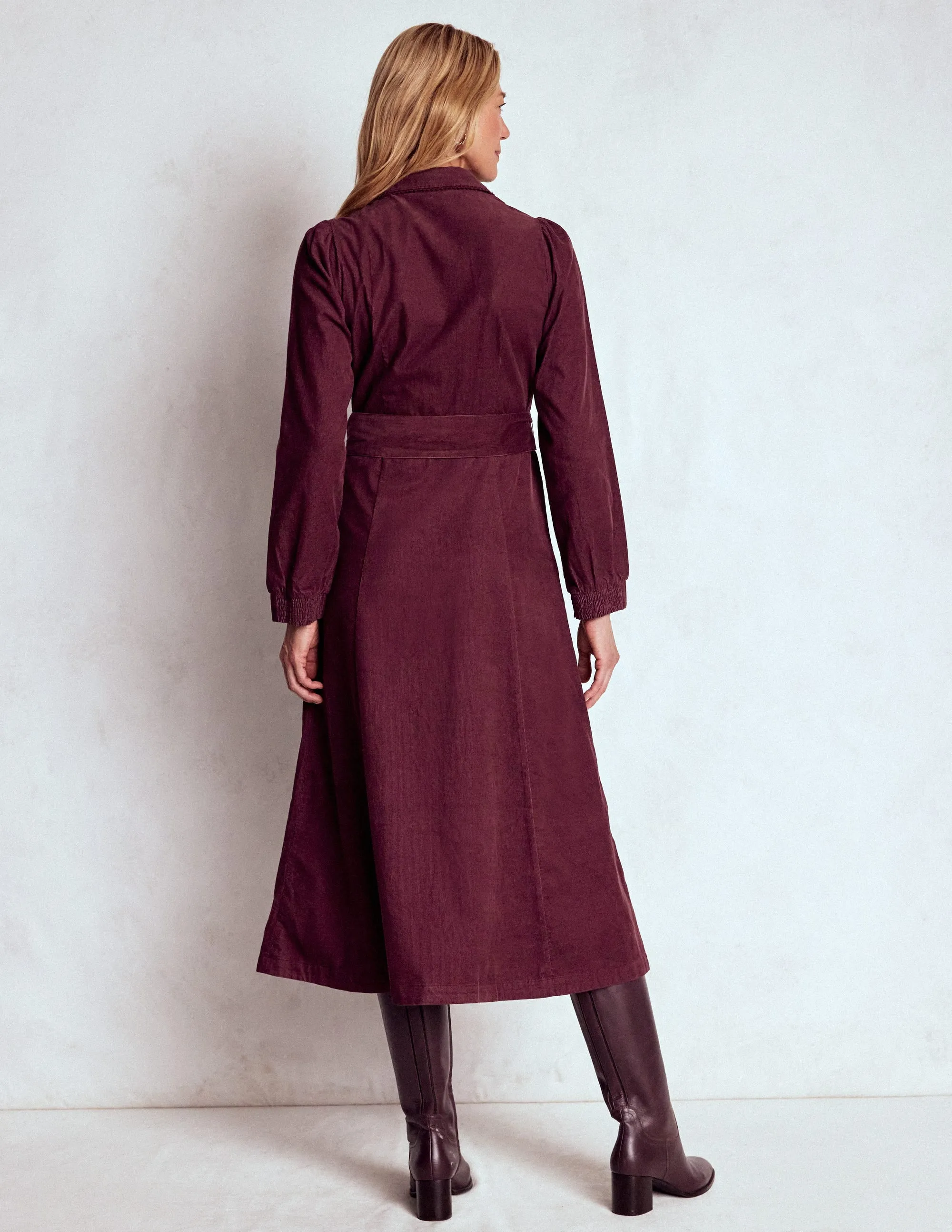 Clara Cord Midi Dress-Dark Cherry Texture Rich