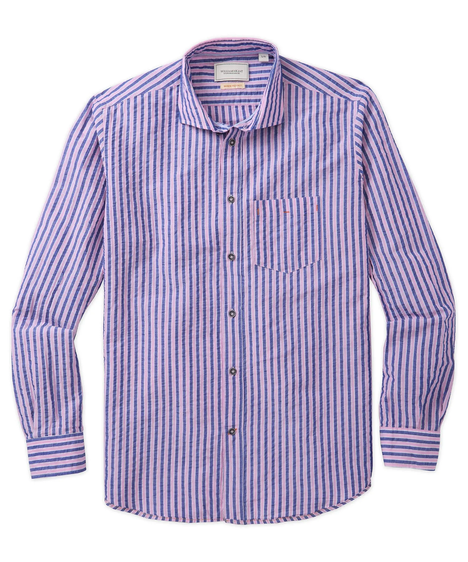 Non Restrictive Armhole Bold Stripe Seersucker Long-Sleeve Sport Shirt