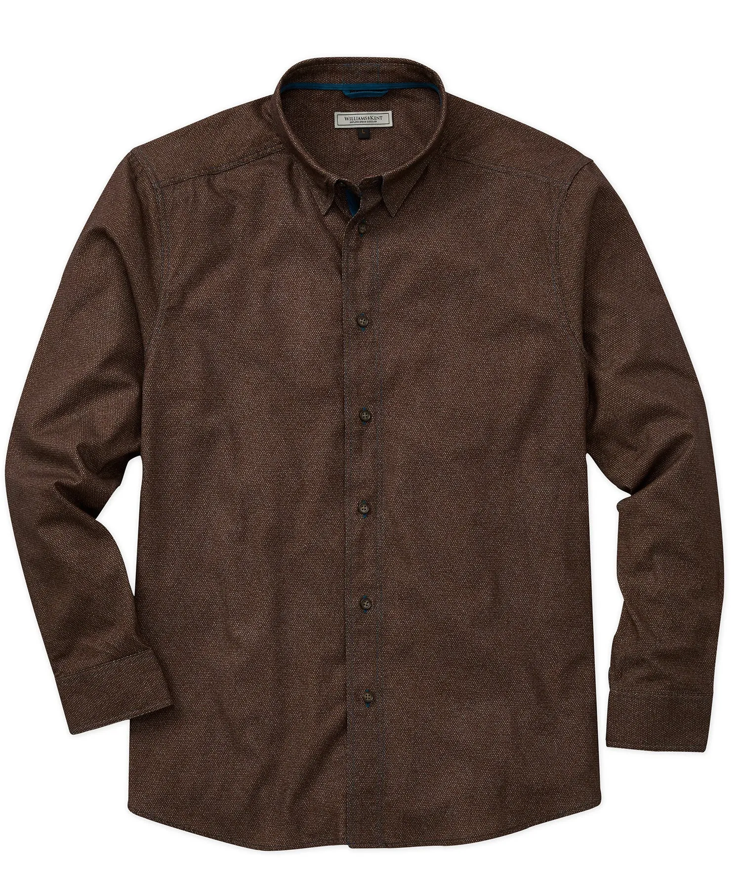 Micro Pattern Long-Sleeve Sport Shirt Hidden Button Placket