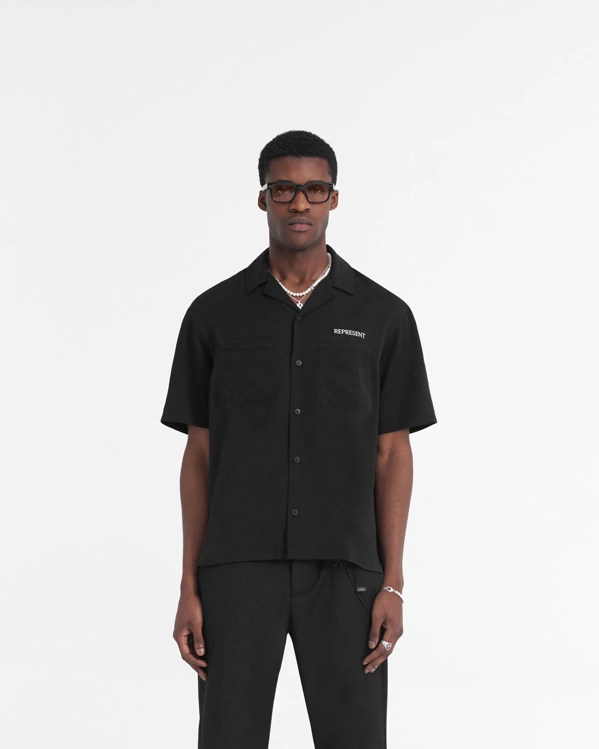 Lightweight Weave Bowling Shirt - Black